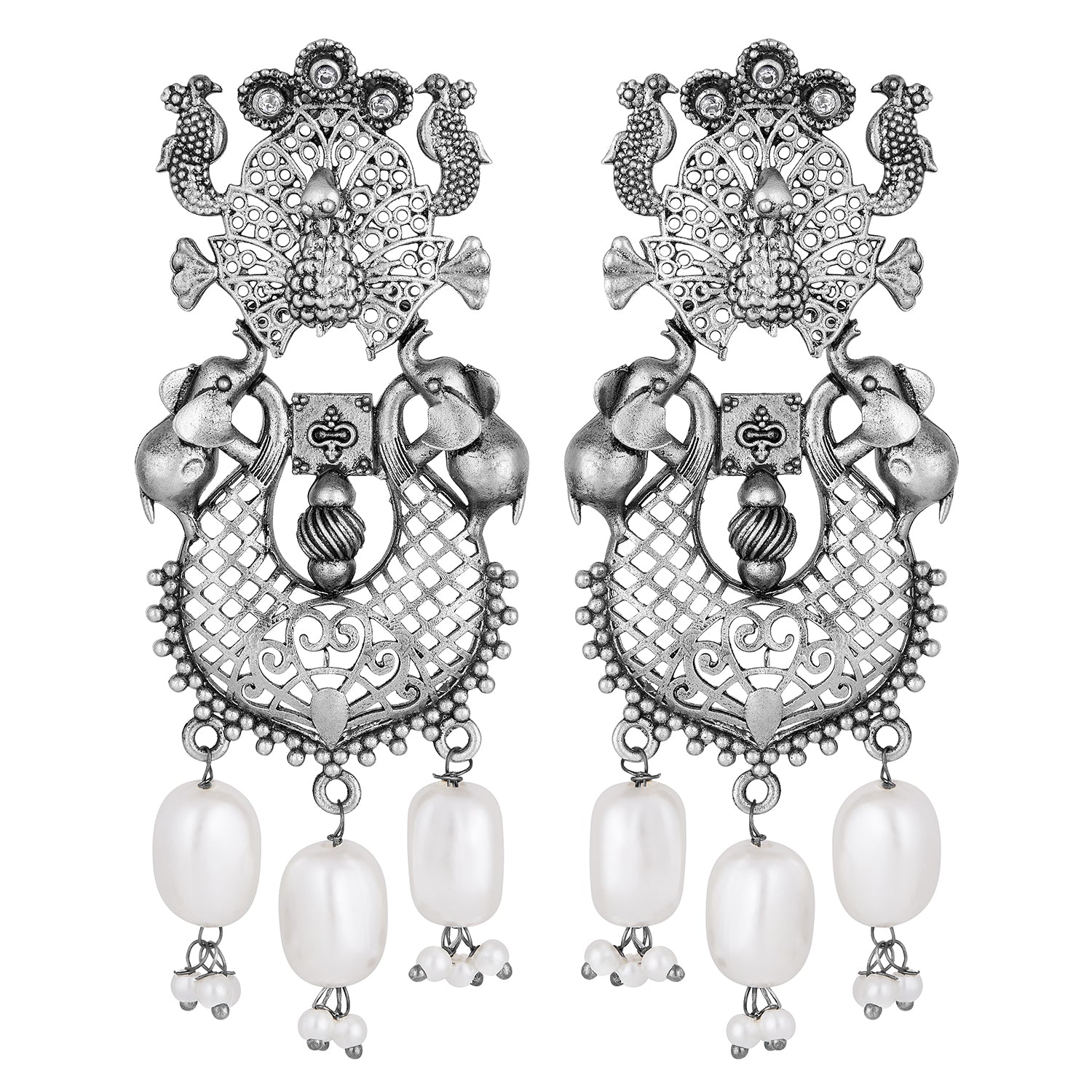 Peacock Theme Dangle and Drop Traditional Indian Earrings