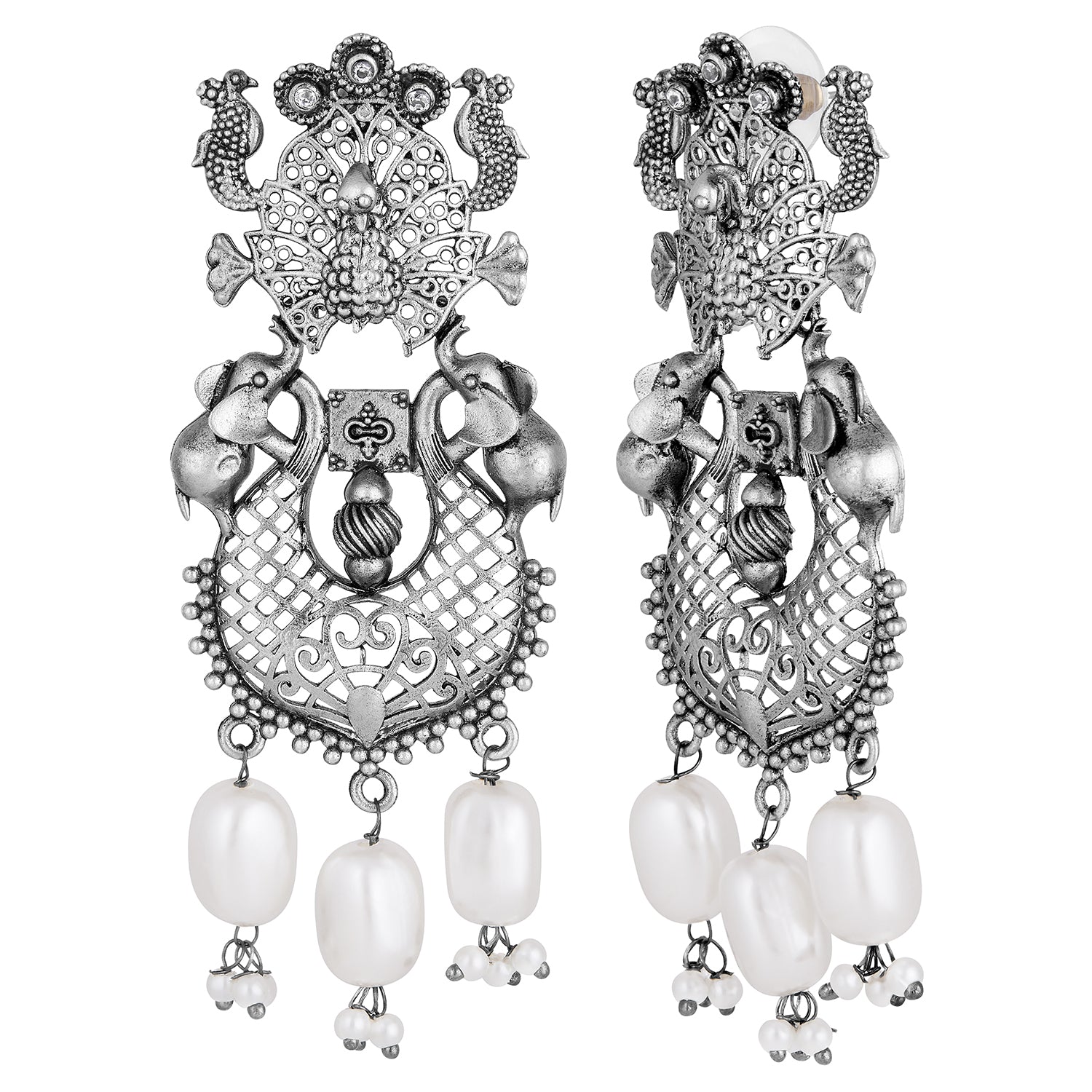 Peacock Theme Dangle and Drop Traditional Indian Earrings