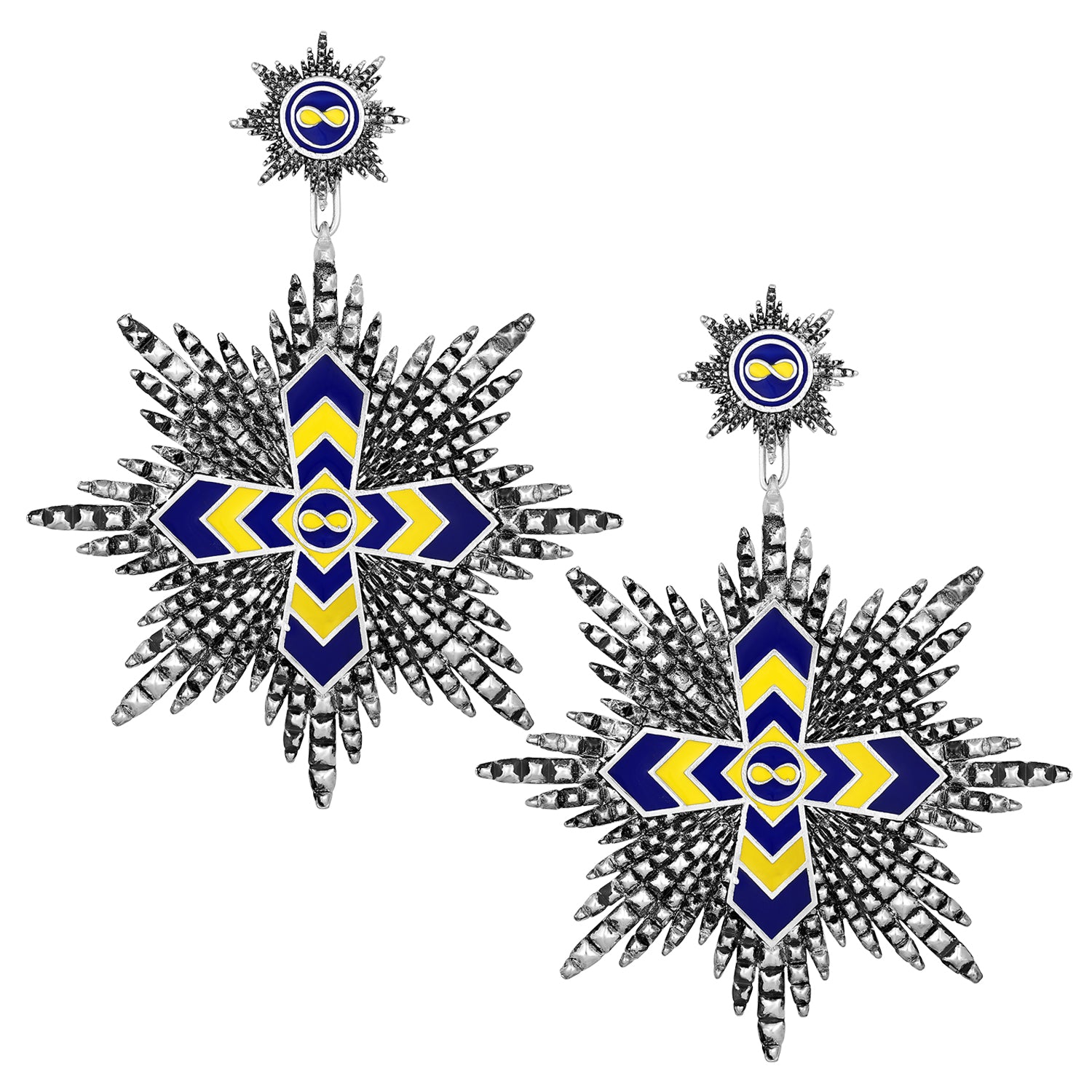 Multicolor Interlocking Cross Dangler Earrings