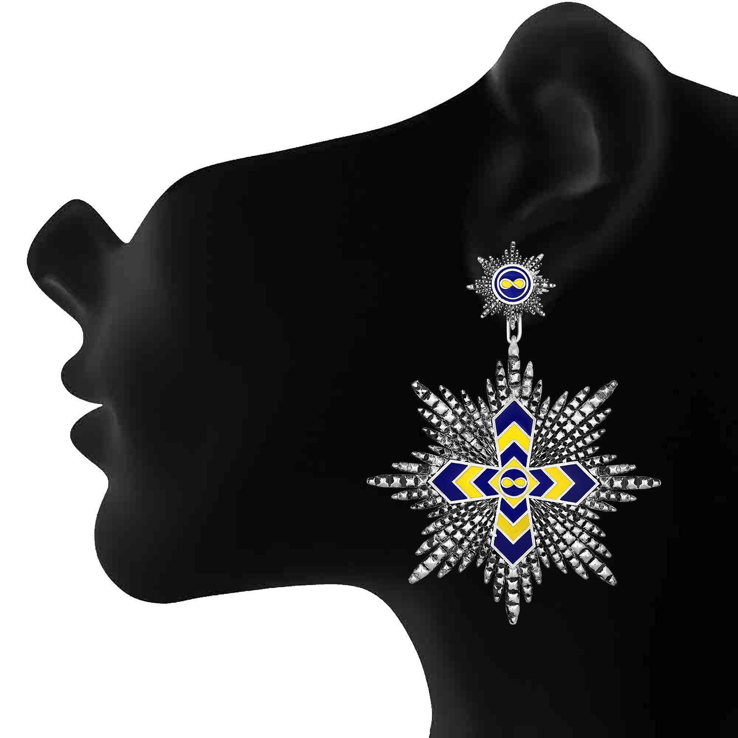 Multicolor Interlocking Cross Dangler Earrings