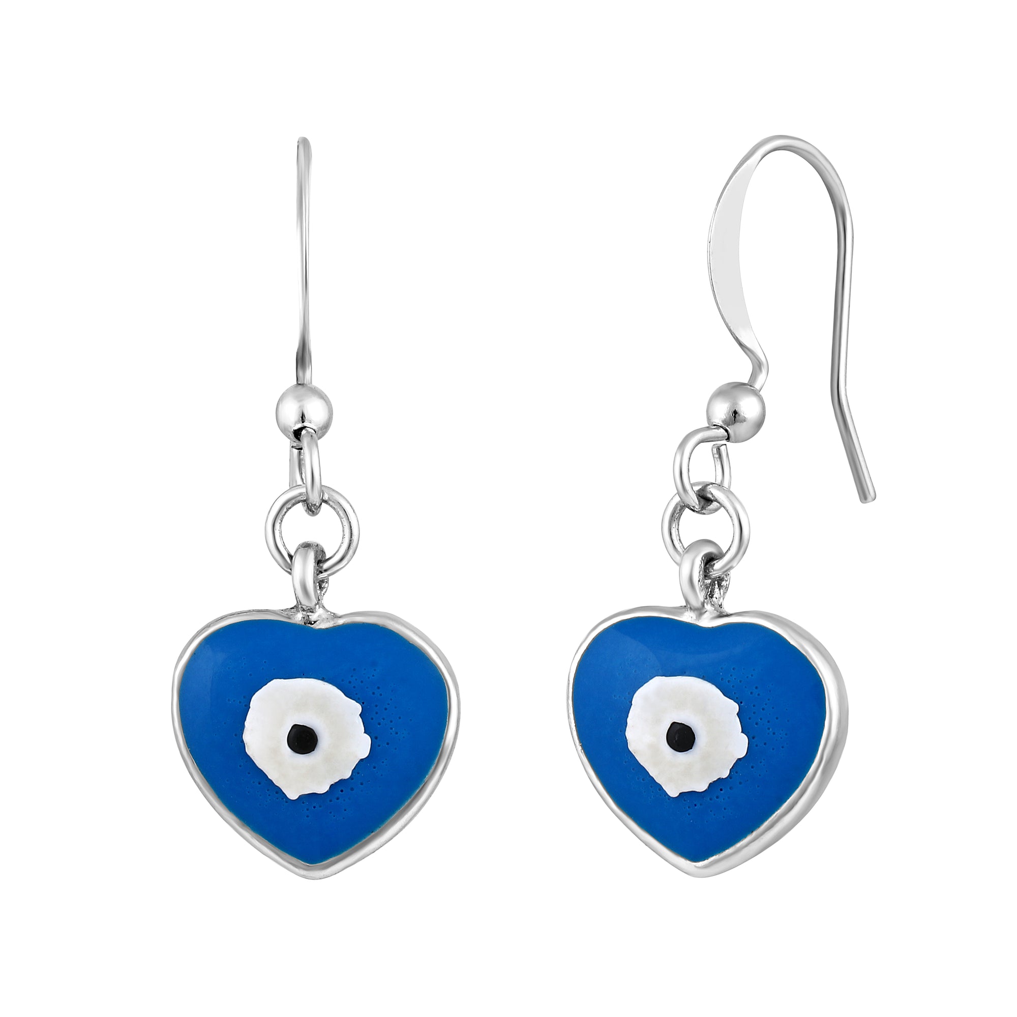 Meenakari Work Evil Eye and Heart Dangle Earrings