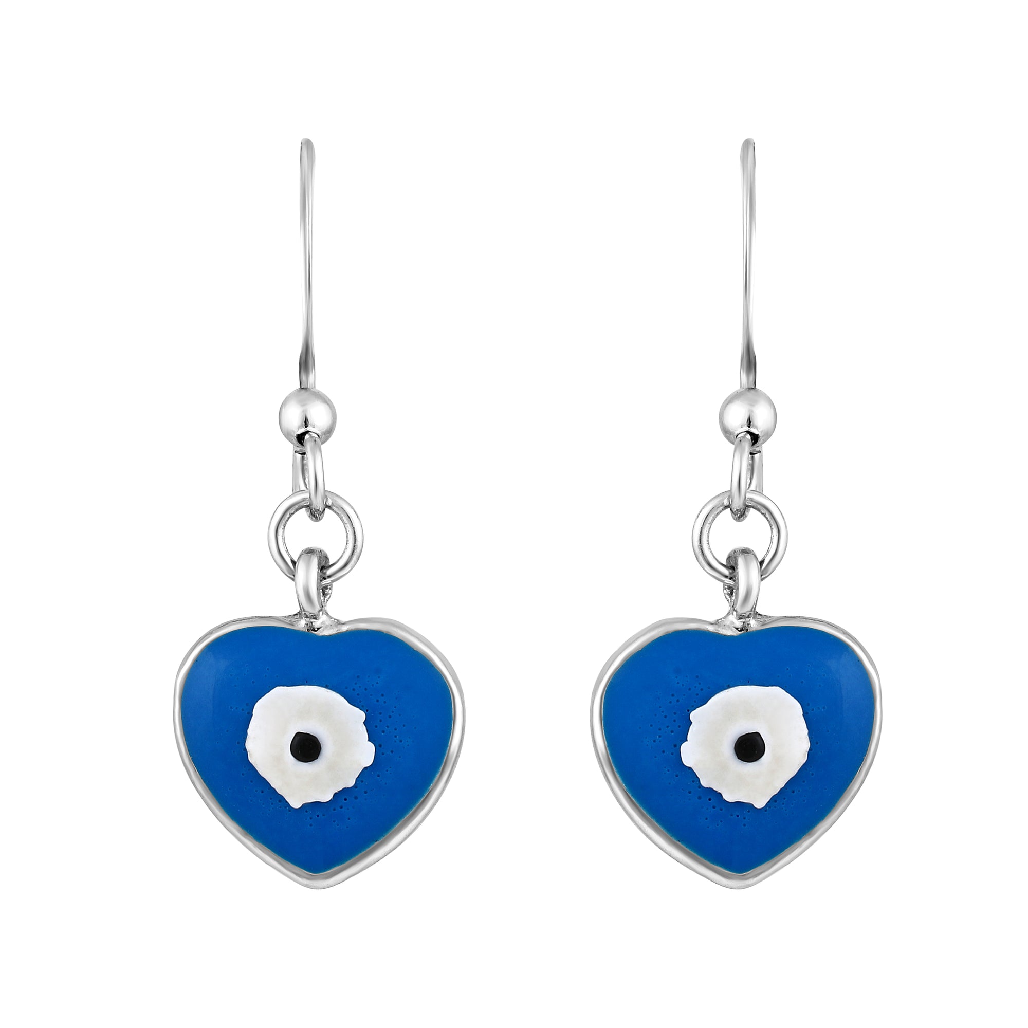 Meenakari Work Evil Eye and Heart Dangle Earrings