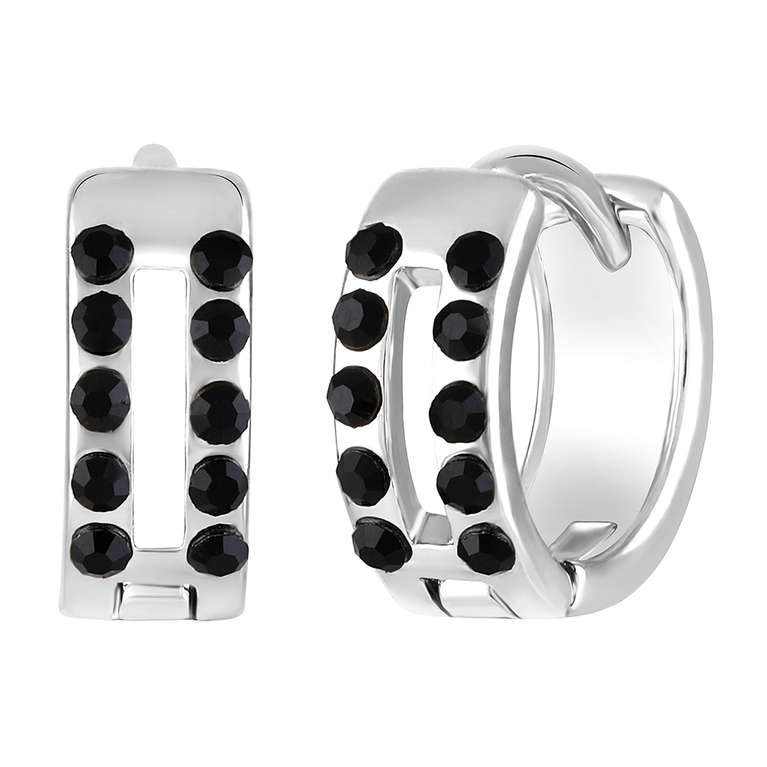 Double Line Black Crystals Mens Bali