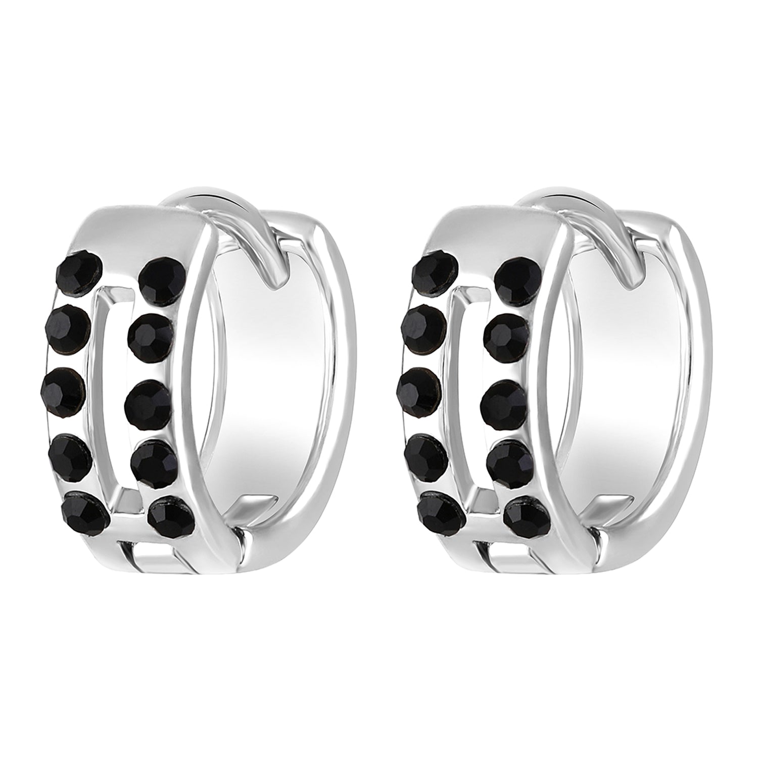 Double Line Black Crystals Mens Bali