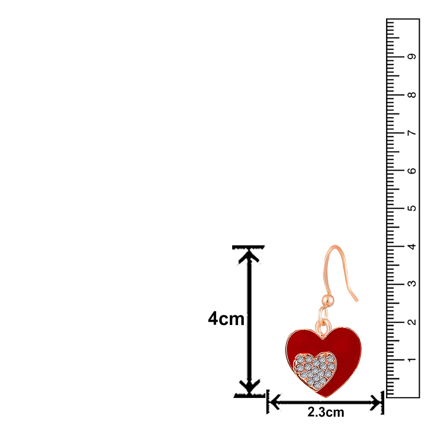 Red Meenakari Work and Crystals Dual Heart Earrings