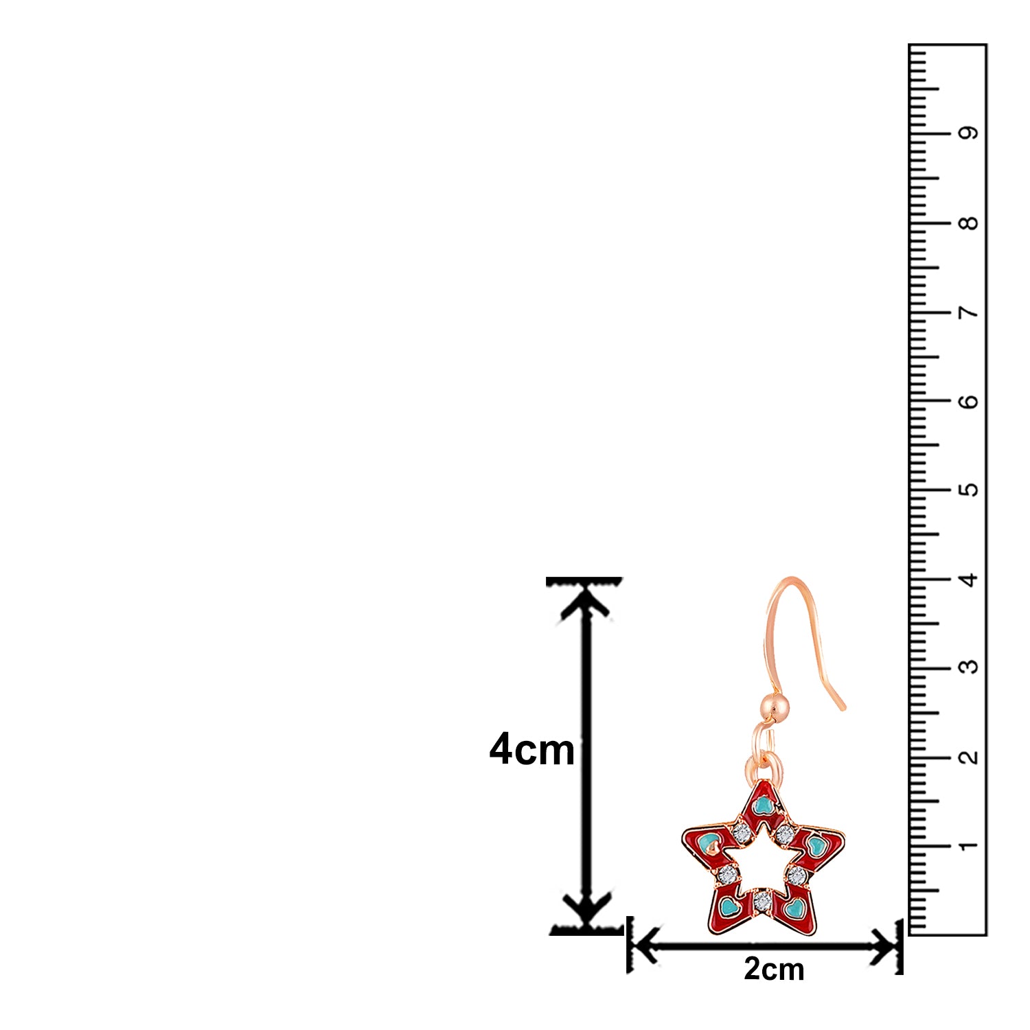 Red Meenakari Work and Crystals Star Earrings