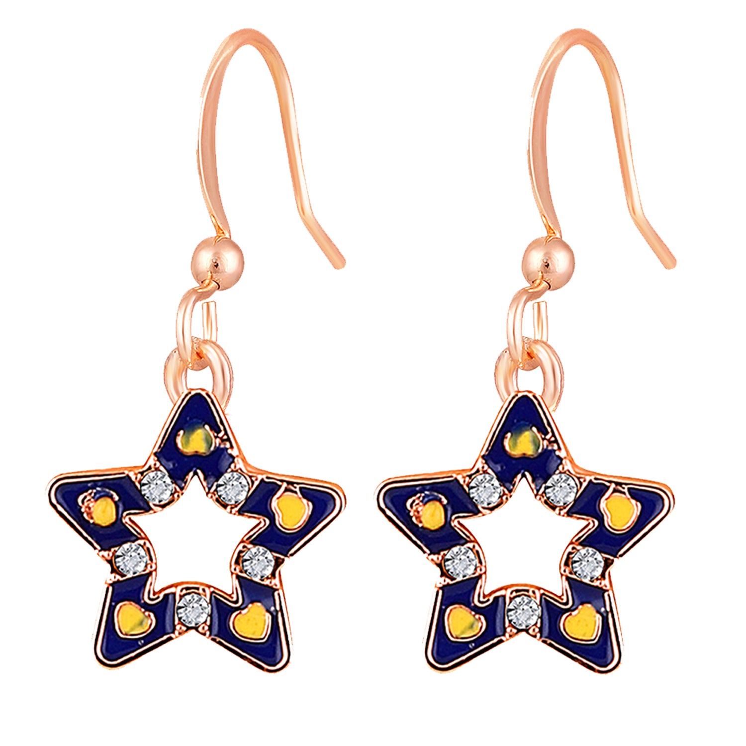 Red Meenakari Work and Crystals Star Earrings