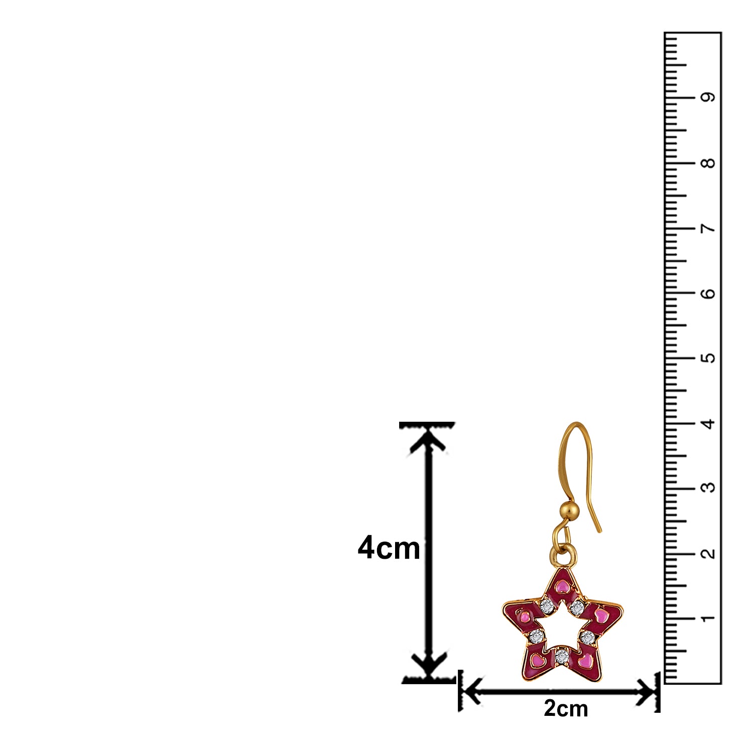 Red Meenakari Work and Crystals Star Earrings