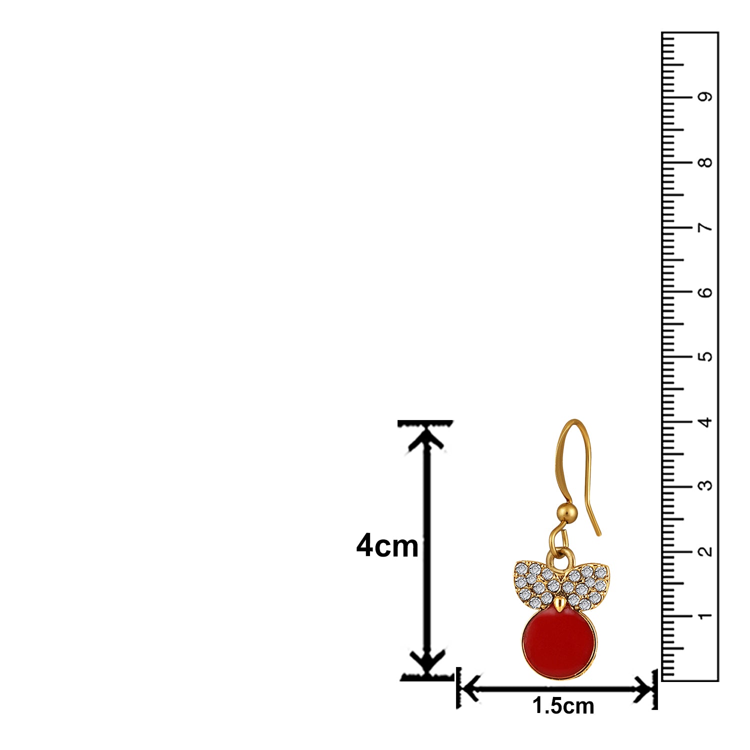 Red Meenakari Work and Crystals Cute Earrings