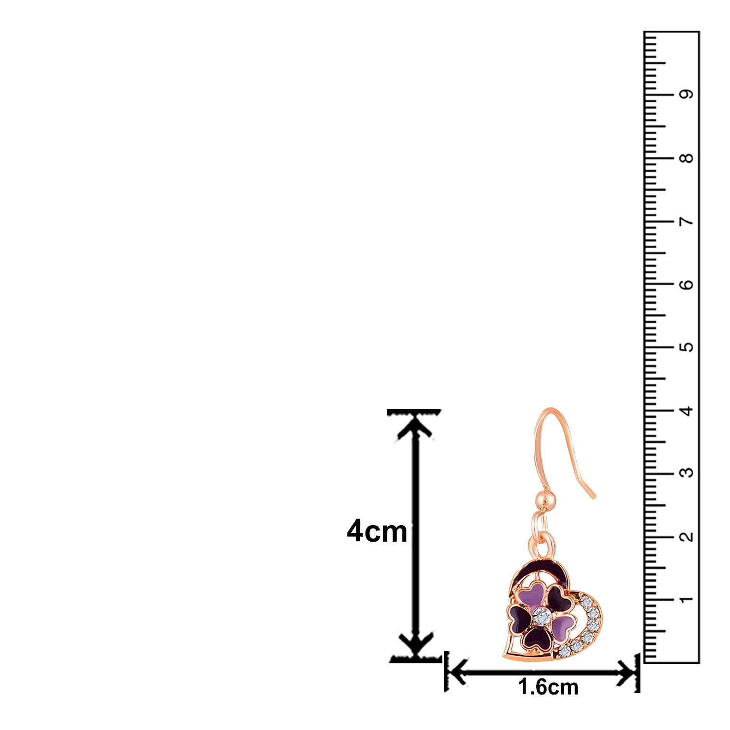 Red and Pink Meenakari Work and Crystals Floral Heart Earrings