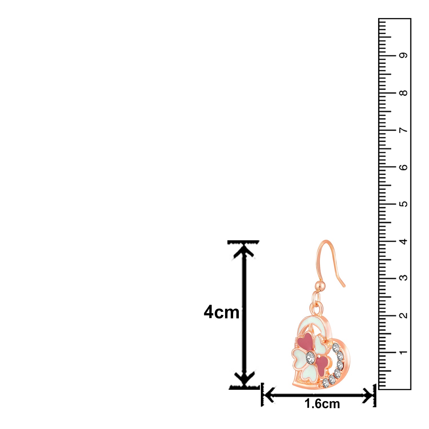 Red and Pink Meenakari Work and Crystals Floral Heart Earrings