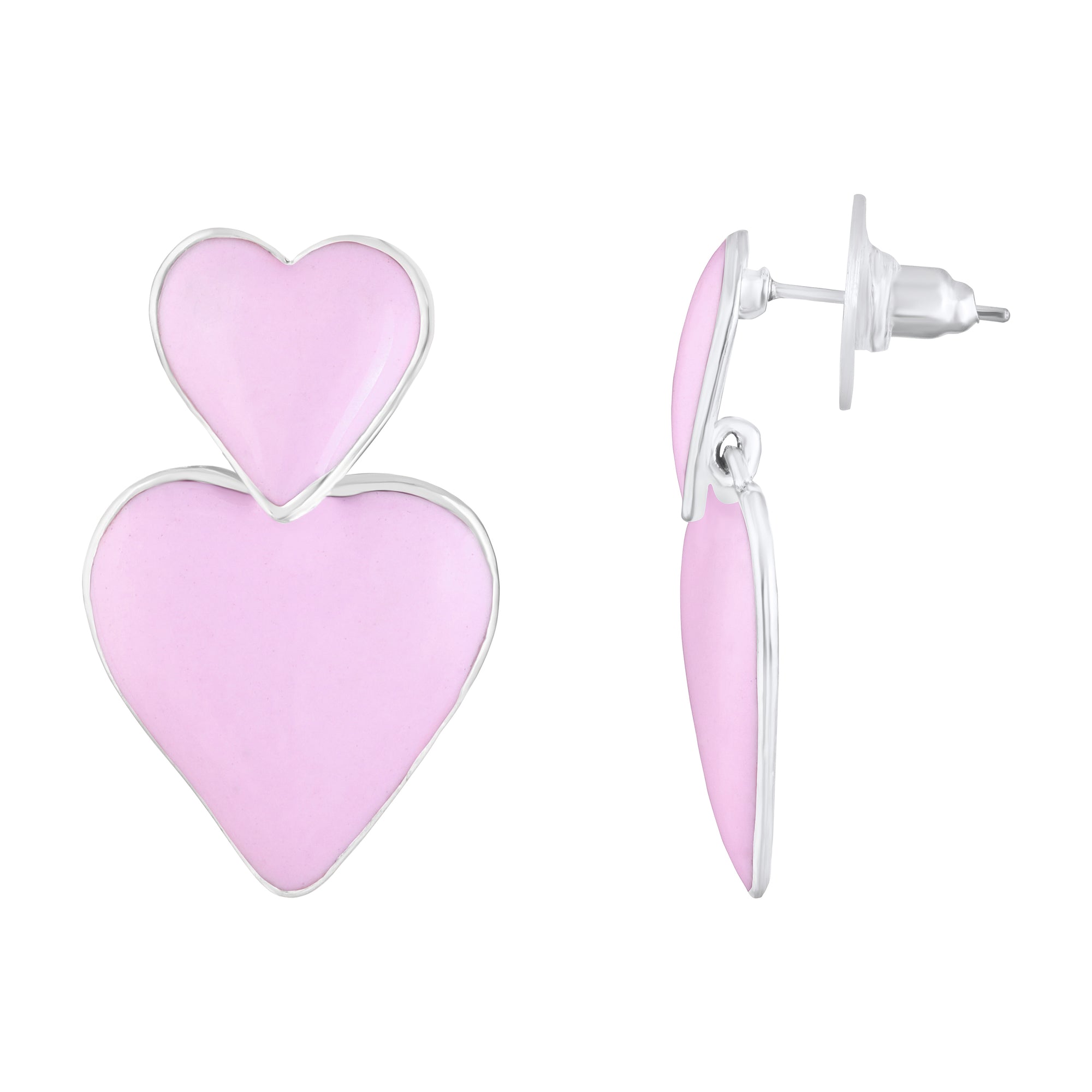 Dual Heart Drop Earrings