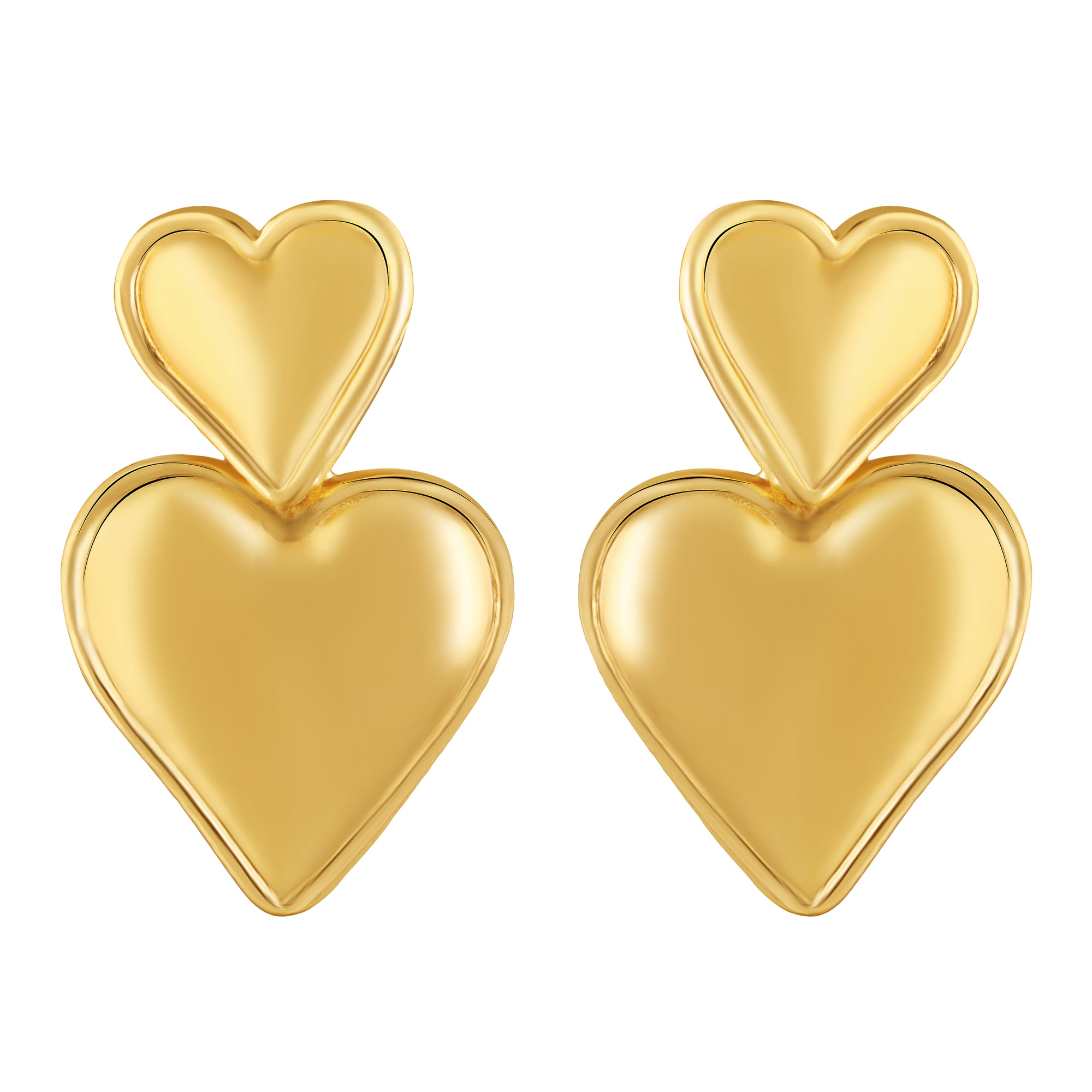 Dual Heart Drop Earrings