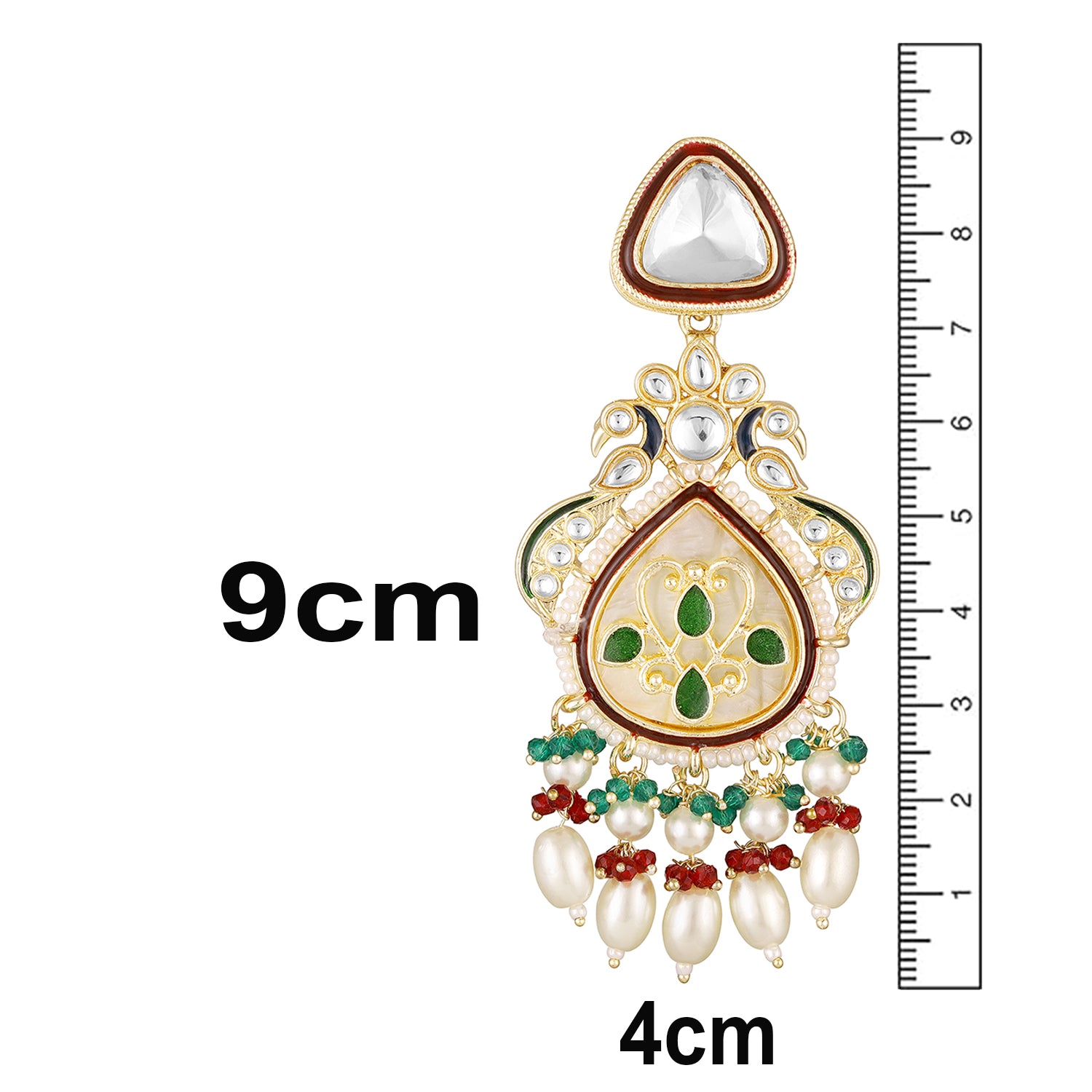 Peacock-Shaped Ethnic Dangler Meenakari Earrings