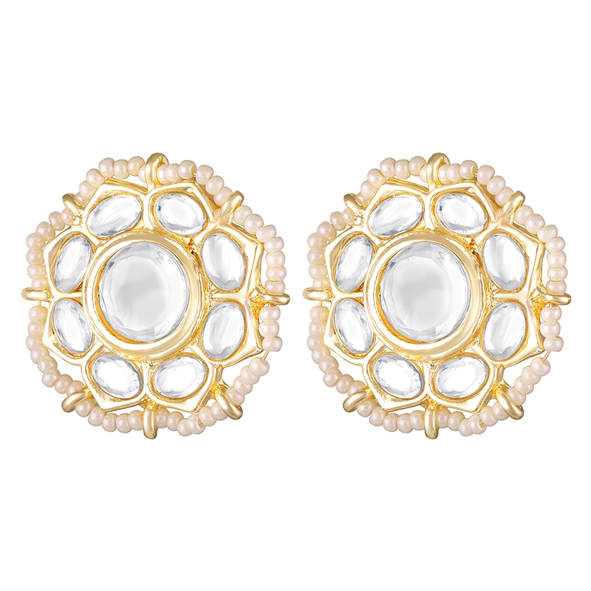 Floral Kundan & Beads Ethnic Stud Earrings