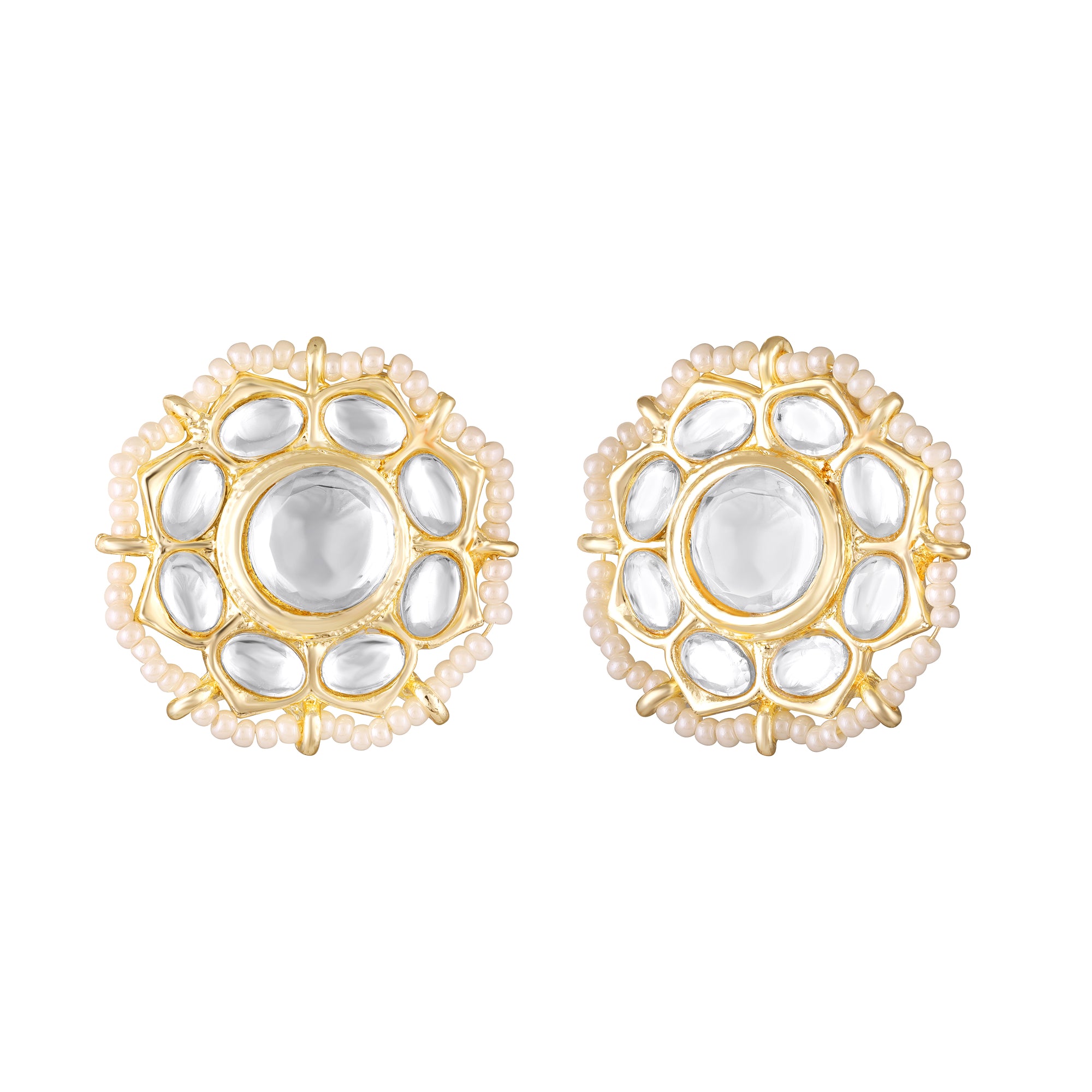 Floral Kundan & Beads Ethnic Stud Earrings