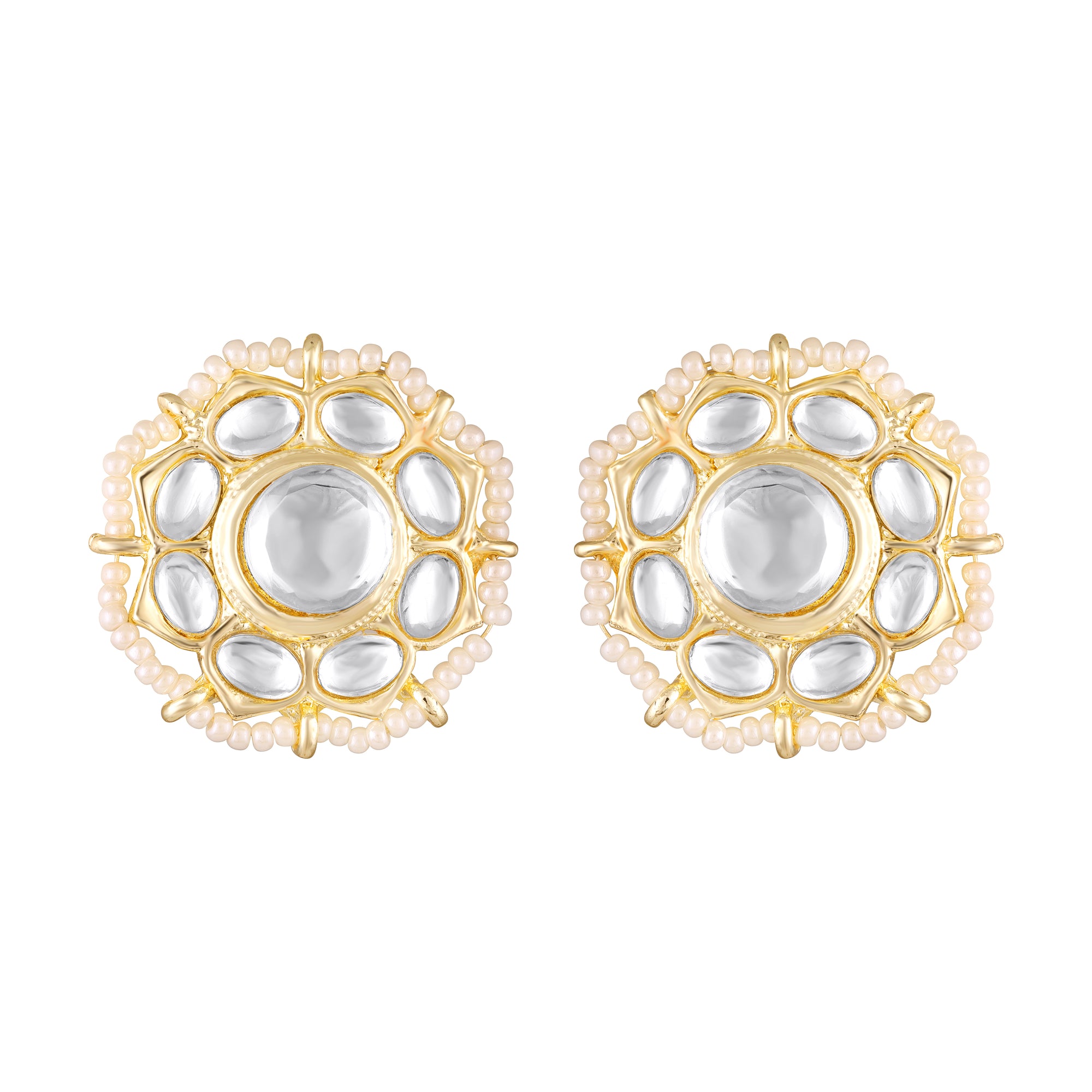 Floral Kundan & Beads Ethnic Stud Earrings