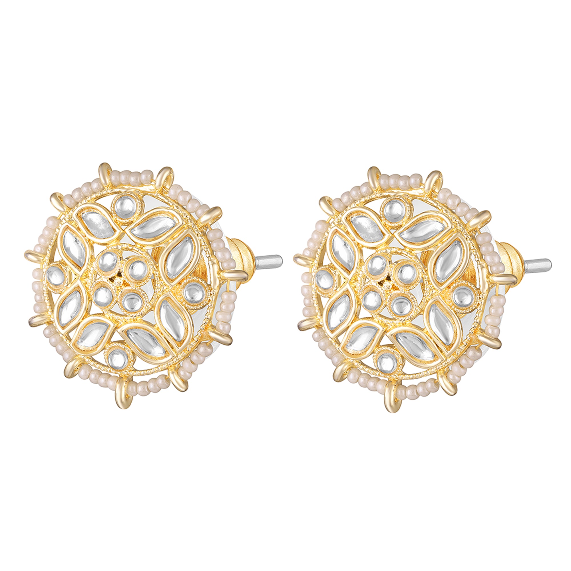 Floral Kundan & Beads Ethnic Stud Earrings