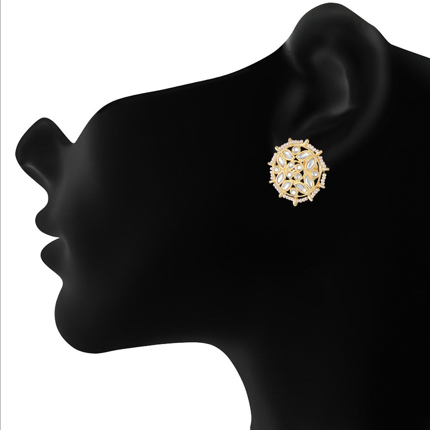 Floral Kundan & Beads Ethnic Stud Earrings