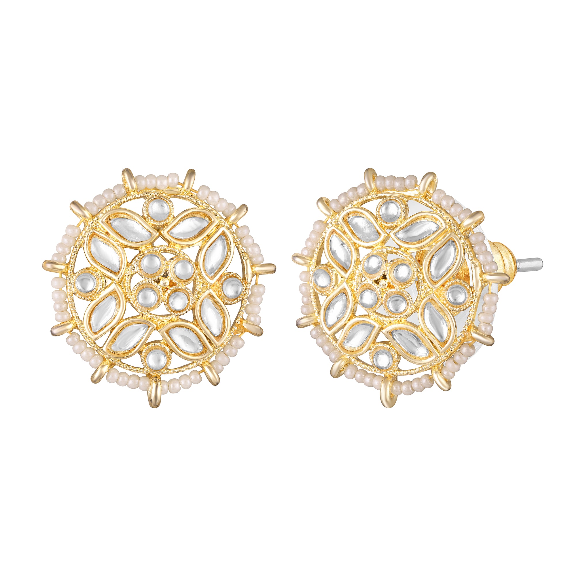 Floral Kundan & Beads Ethnic Stud Earrings