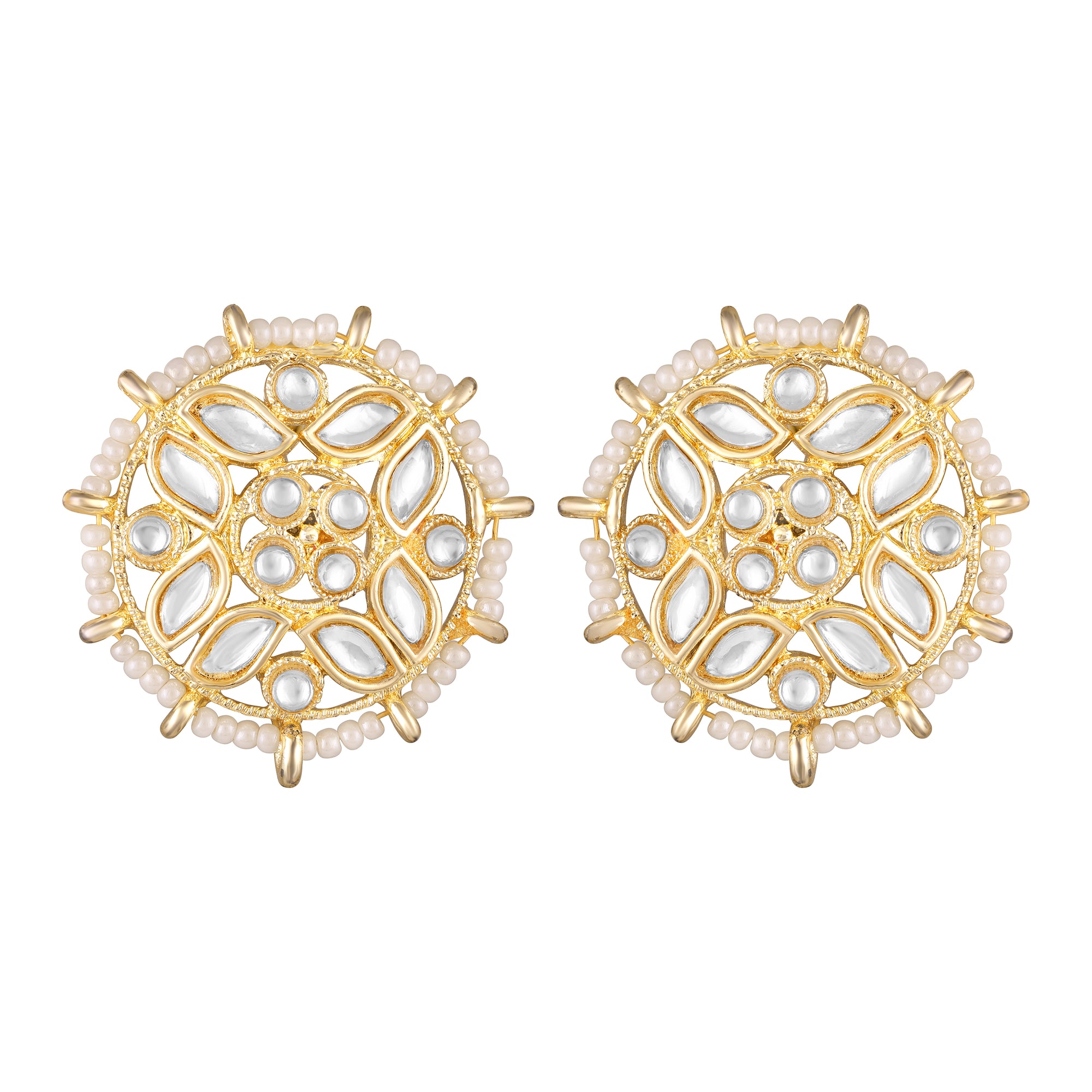 Floral Kundan & Beads Ethnic Stud Earrings