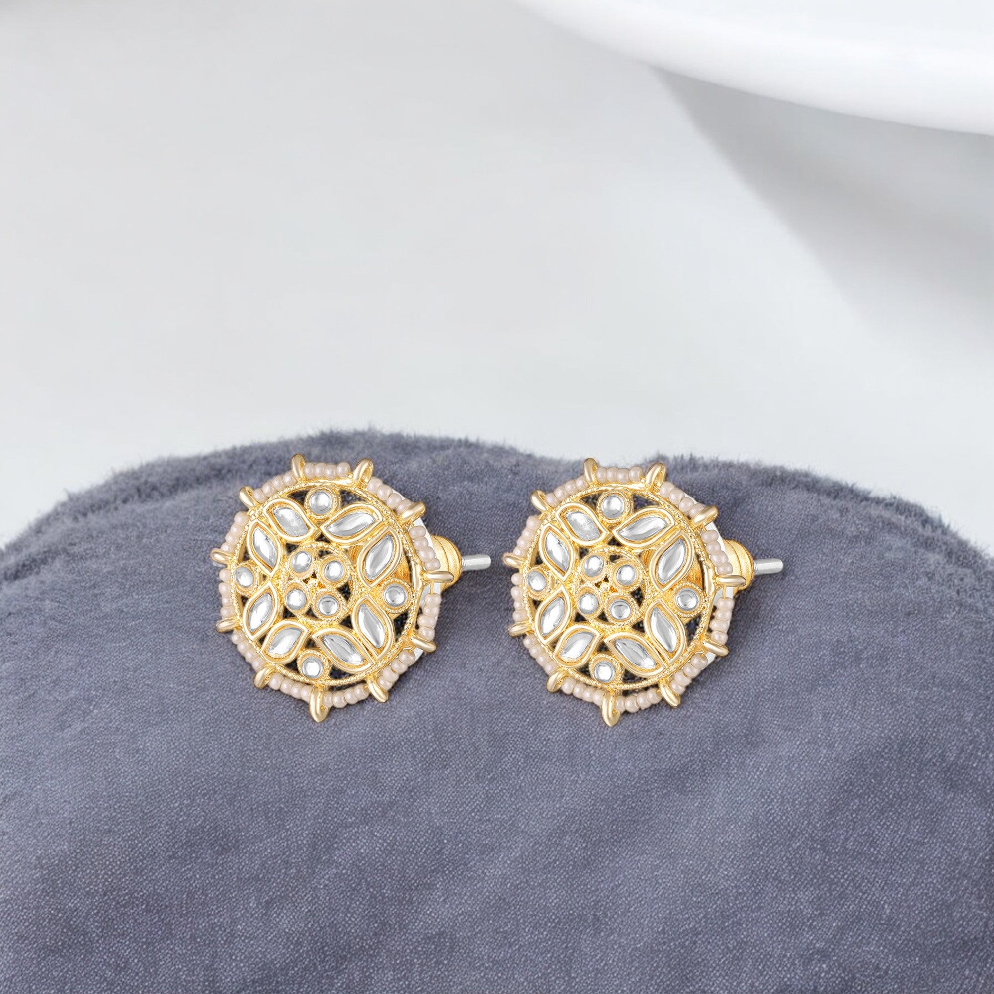 Floral Kundan & Beads Ethnic Stud Earrings