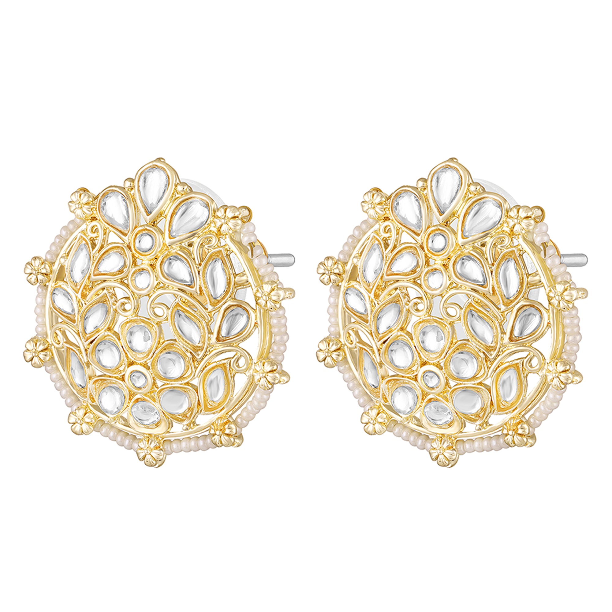 Floral Kundan & Beads Ethnic Stud Earrings