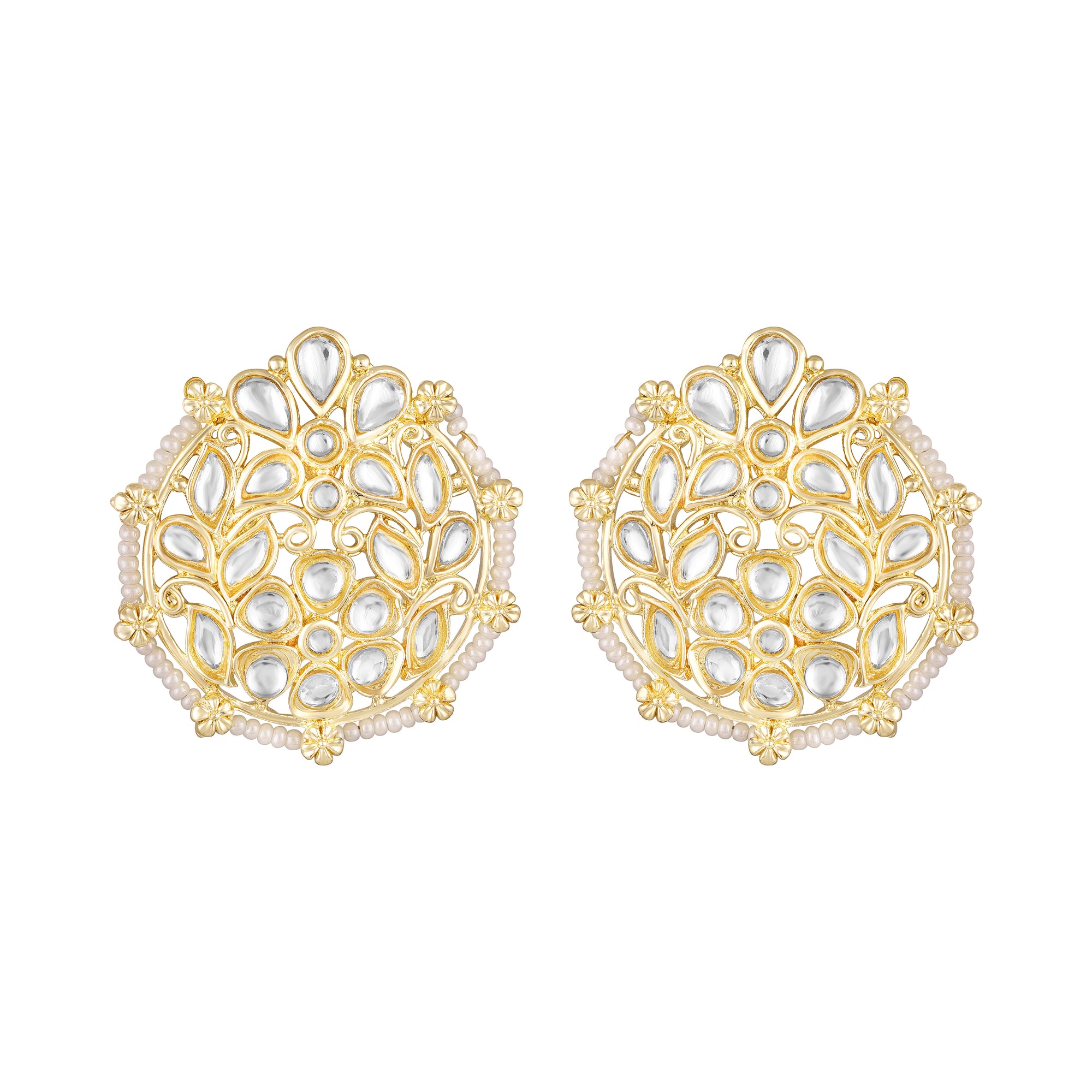 Floral Kundan & Beads Ethnic Stud Earrings