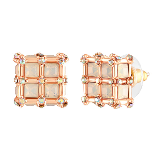 Geometric White AB Crystal Stud Earrings