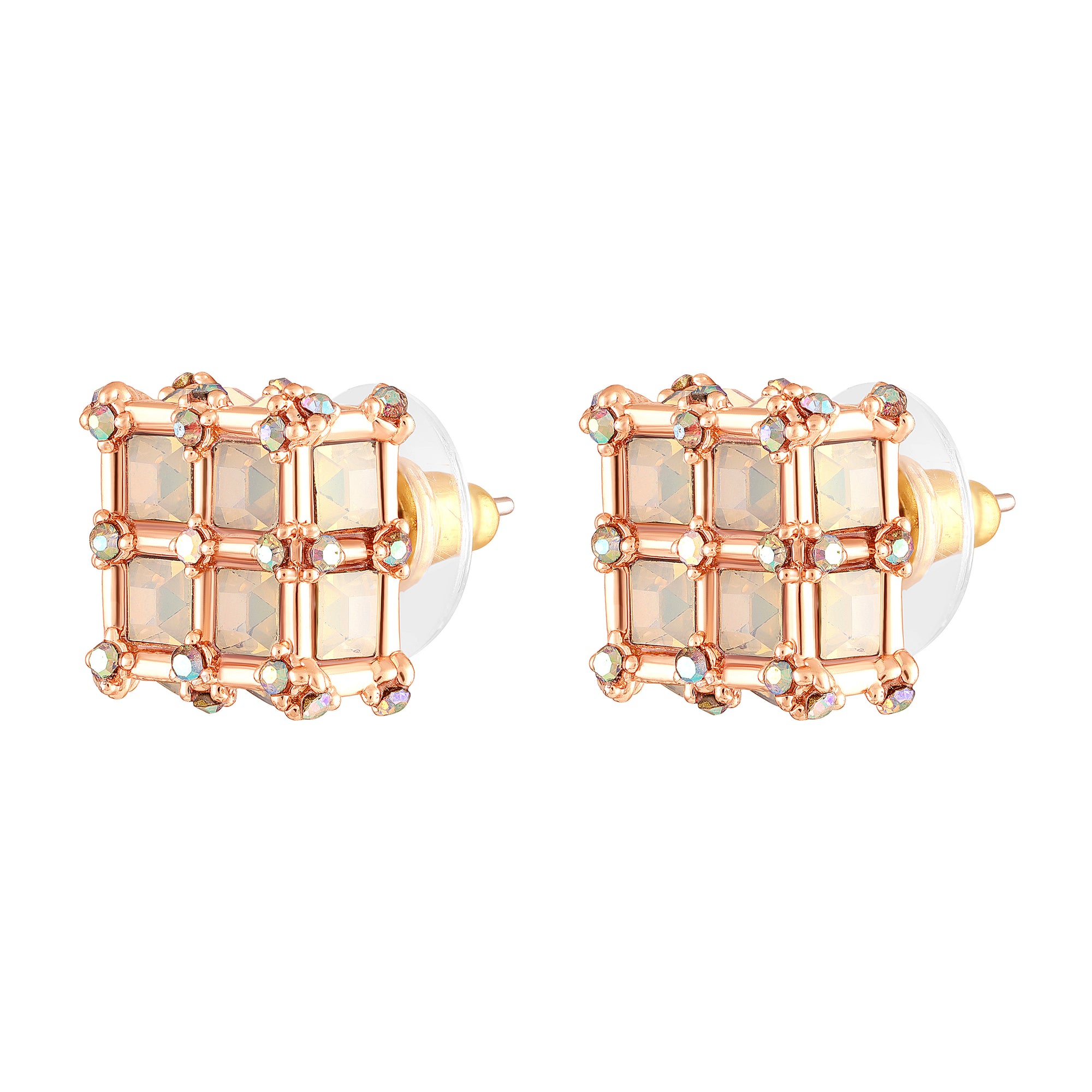 Geometric White AB Crystal Stud Earrings