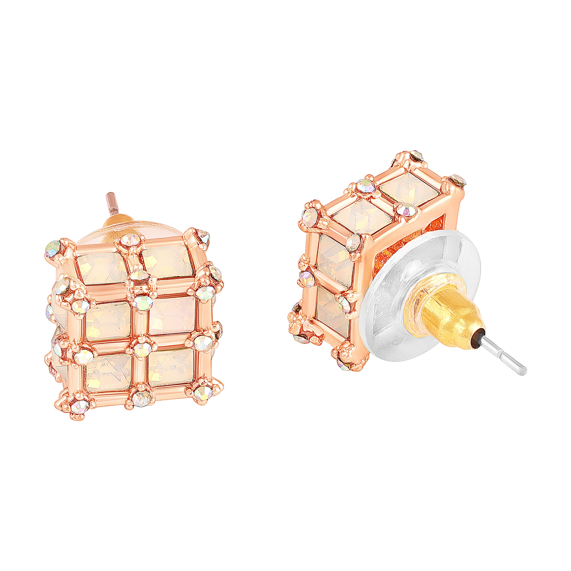 Geometric White AB Crystal Stud Earrings