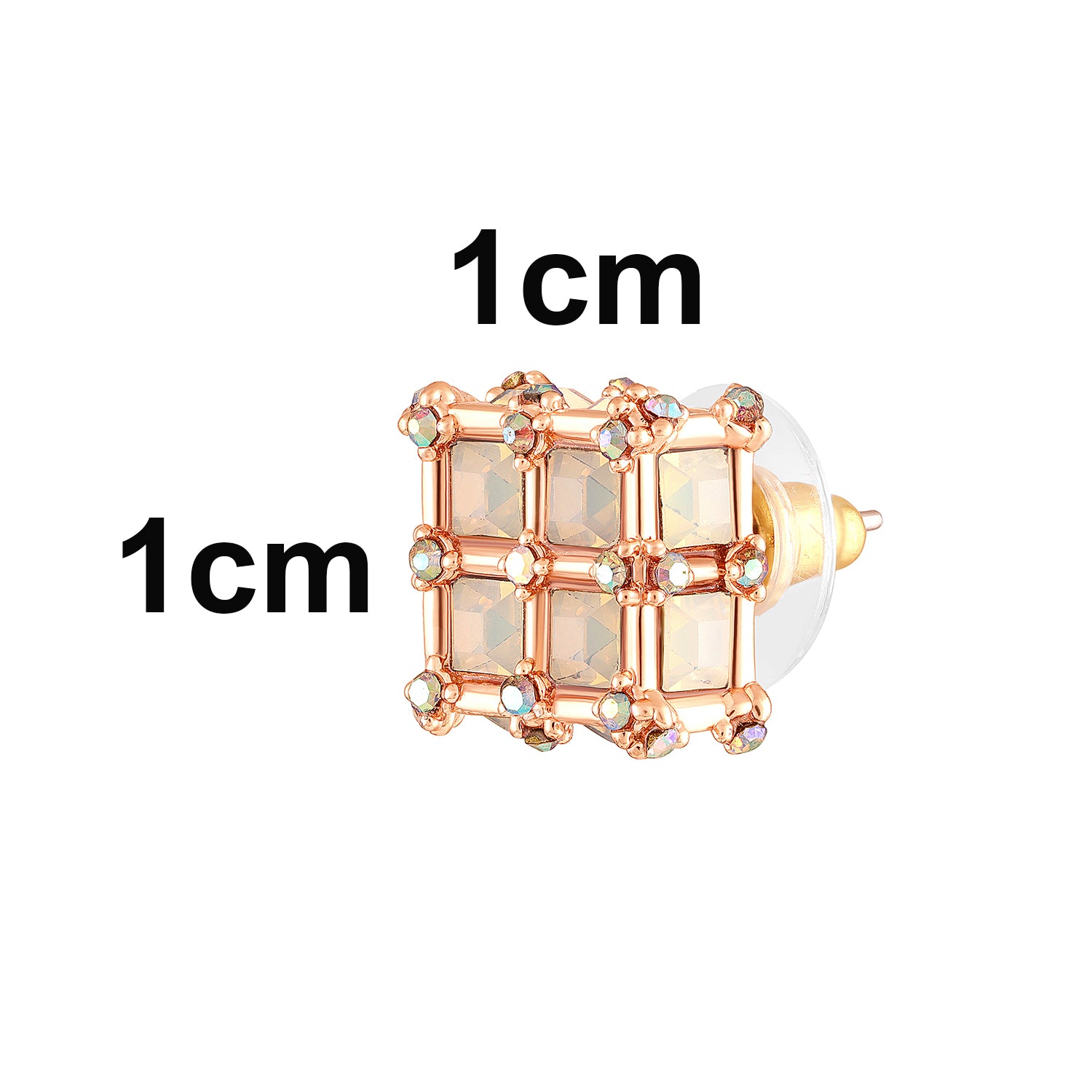 Geometric White AB Crystal Stud Earrings