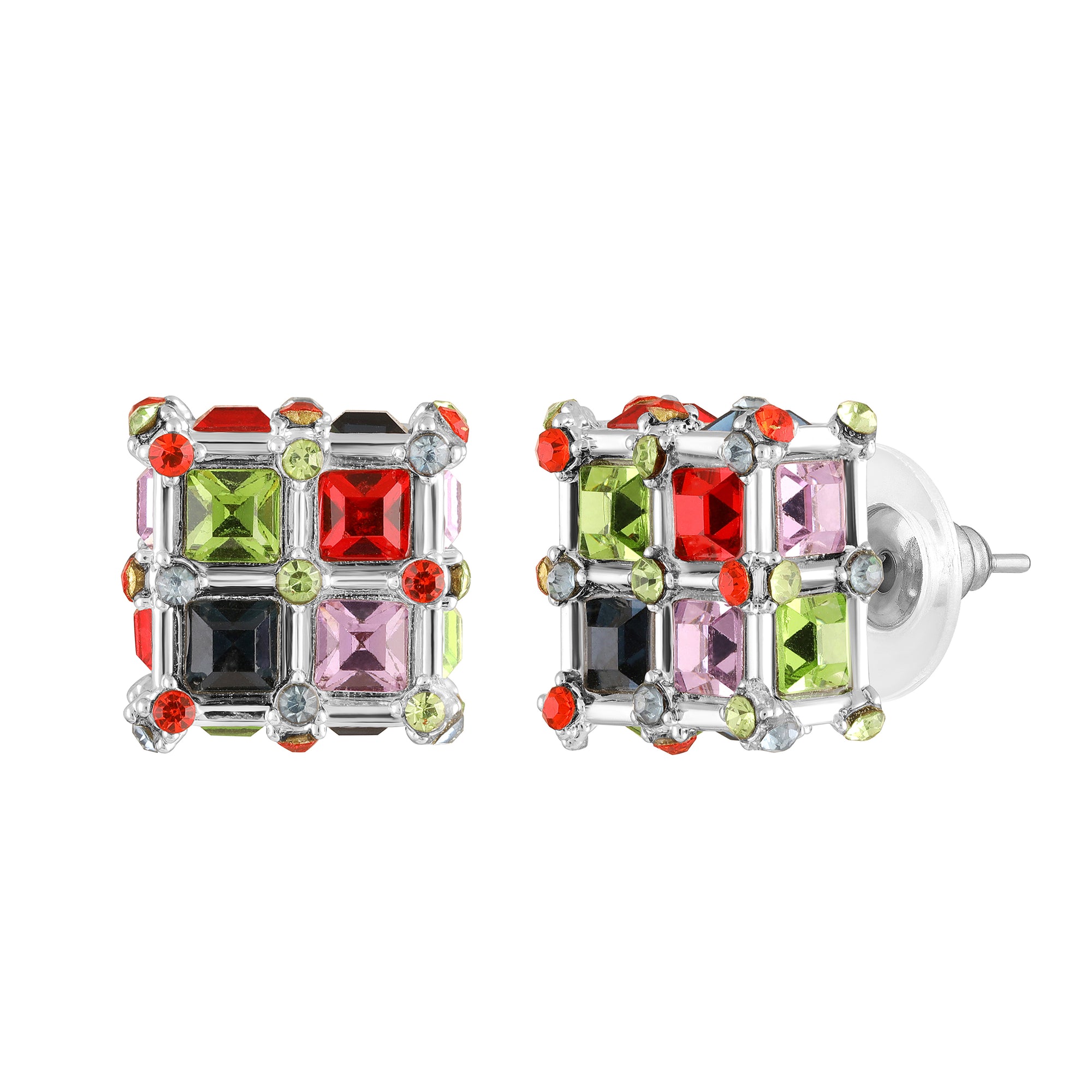 Geometric White AB Crystal Stud Earrings