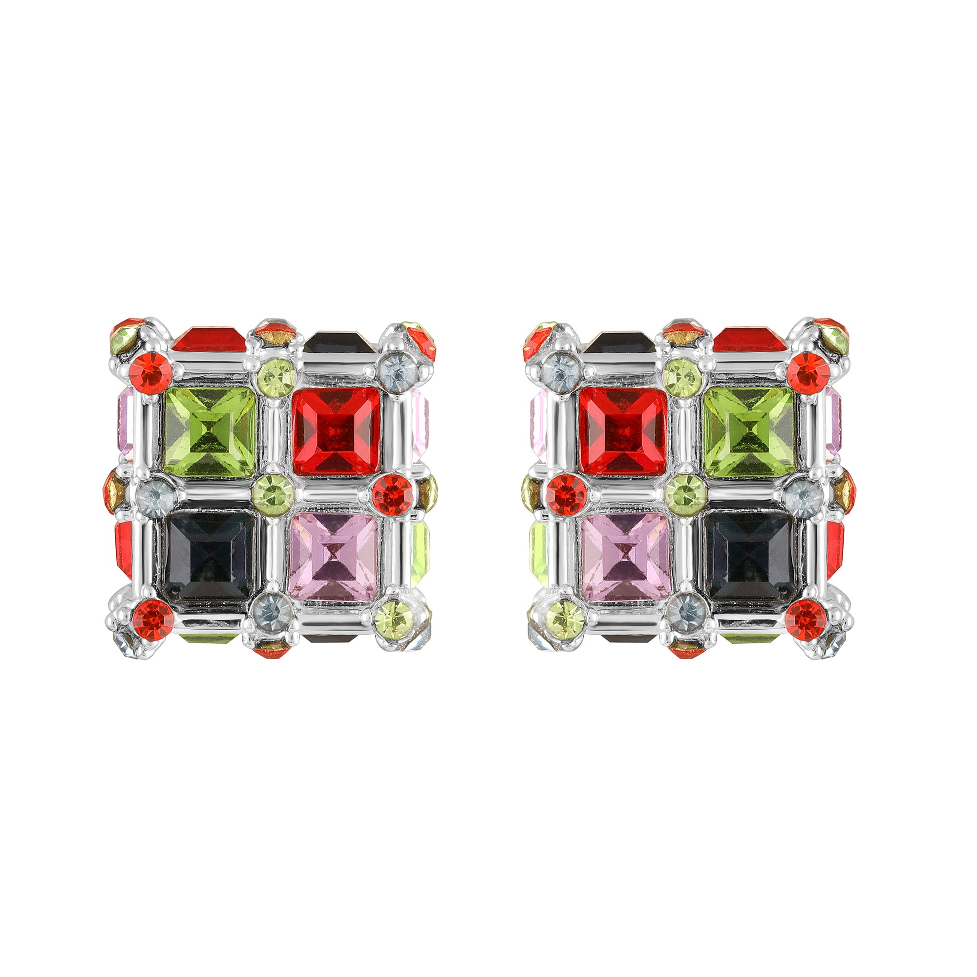 Geometric White AB Crystal Stud Earrings