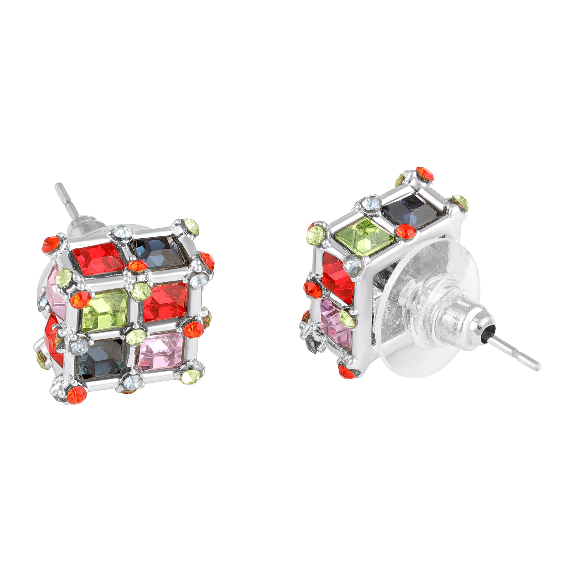 Geometric White AB Crystal Stud Earrings