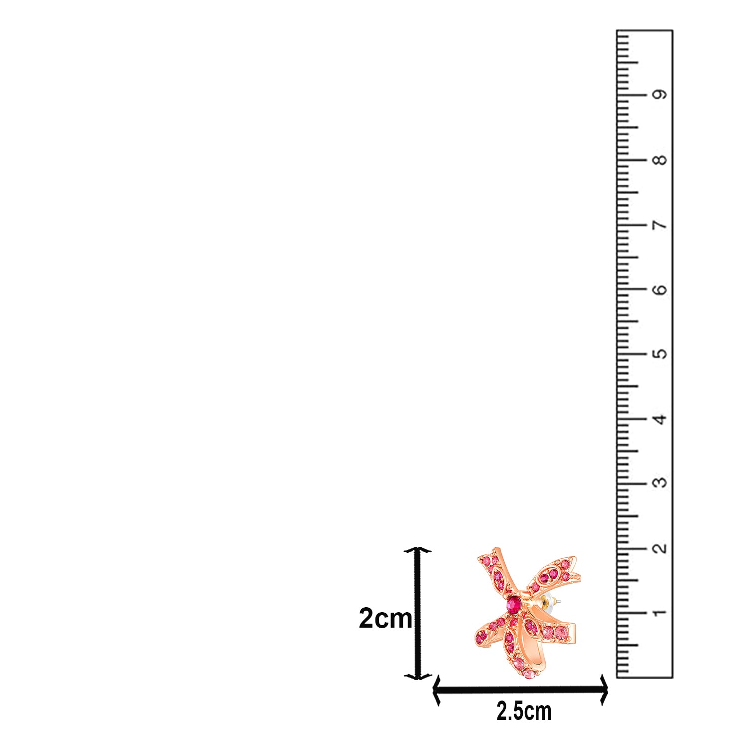 Floral Bow Stud Earrings with Pink Crystals