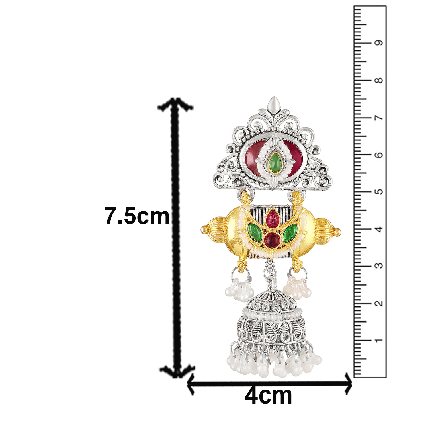 Dual-Tone Temple Dangler Jhumka Earrings with Kundan