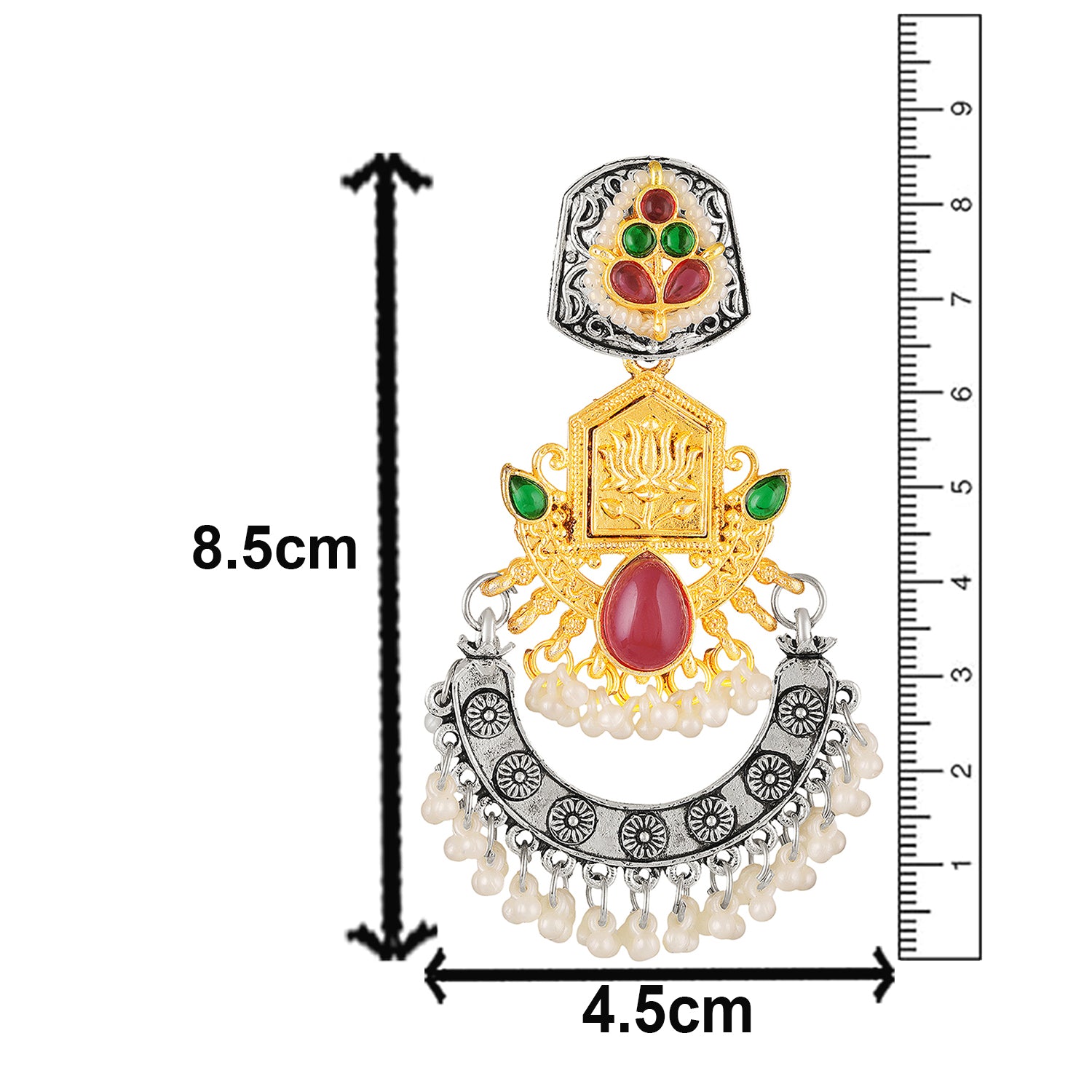 Dual-Tone Temple Dangler Jhumka Earrings with Kundan