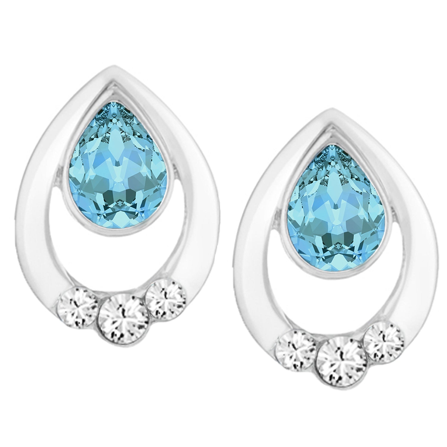 Valentine Gift Pretty Blue Drop Earrings with Crystals