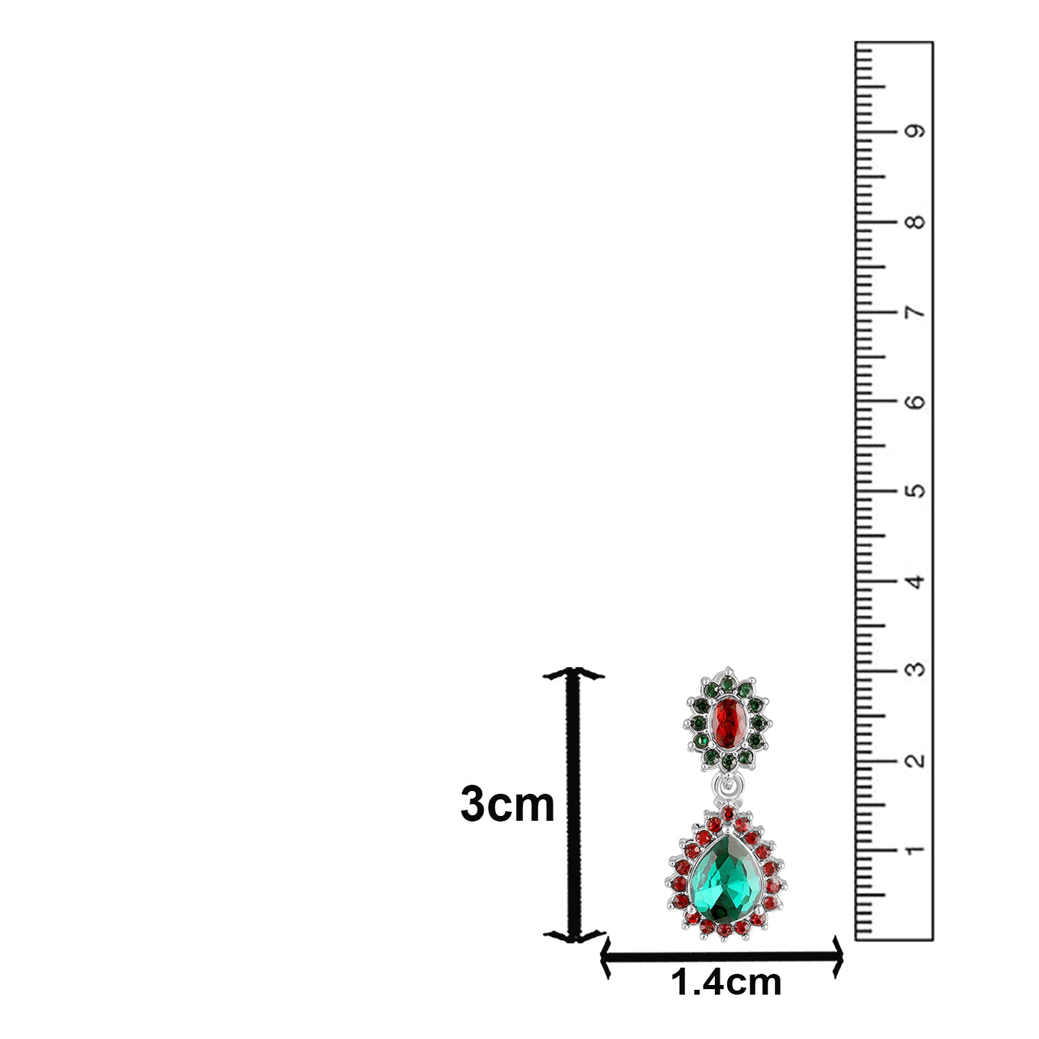 Elegant Teardrop Green & Red Crystals Earrings