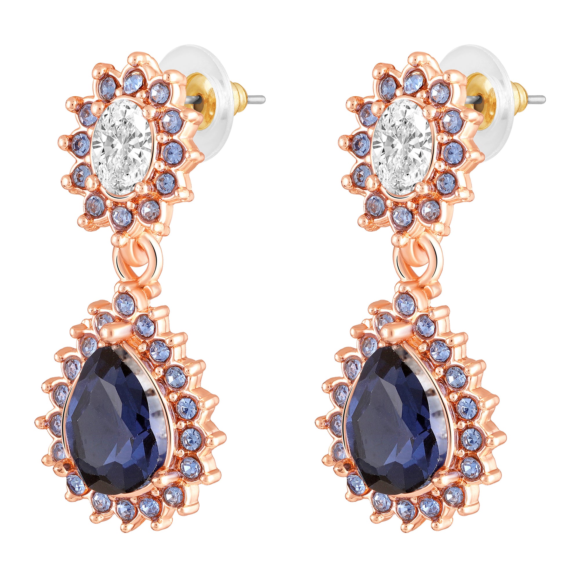 Elegant Teardrop Green & Red Crystals Earrings