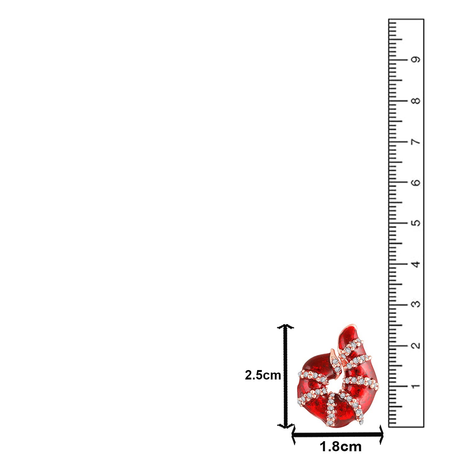 Red Meenakari Work Shell-Shaped Earrings with Crystal Accents