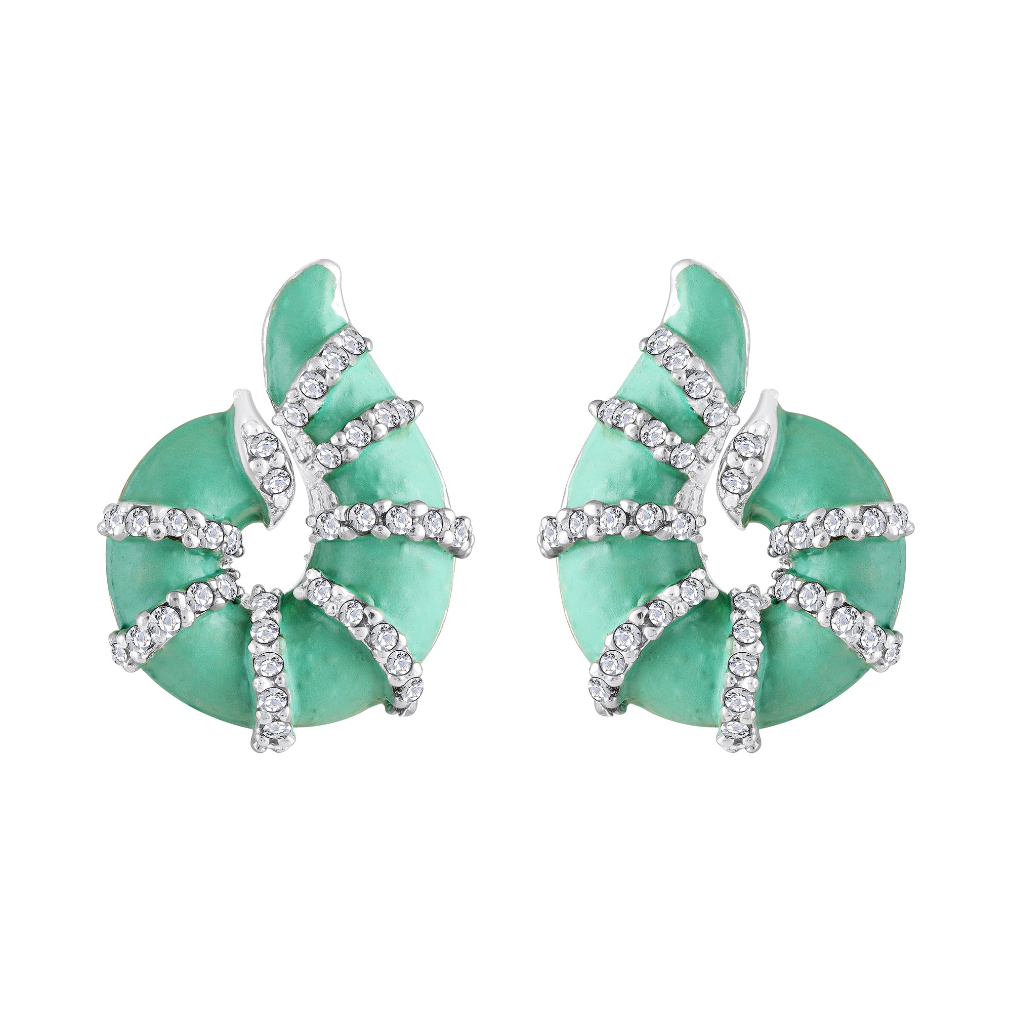 Red Meenakari Work Shell-Shaped Earrings with Crystal Accents