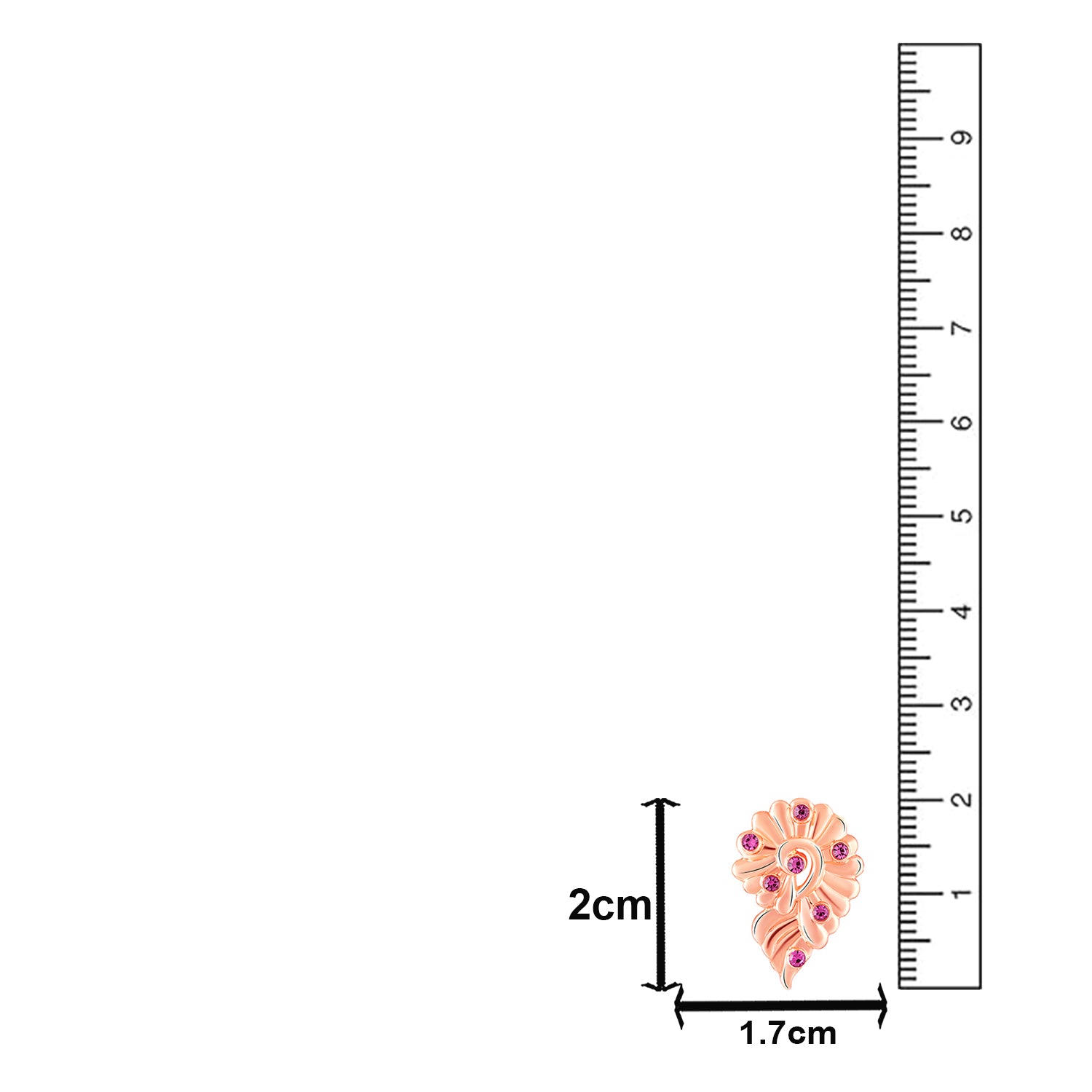 Leaf Motif Earrings with Pink Crystals