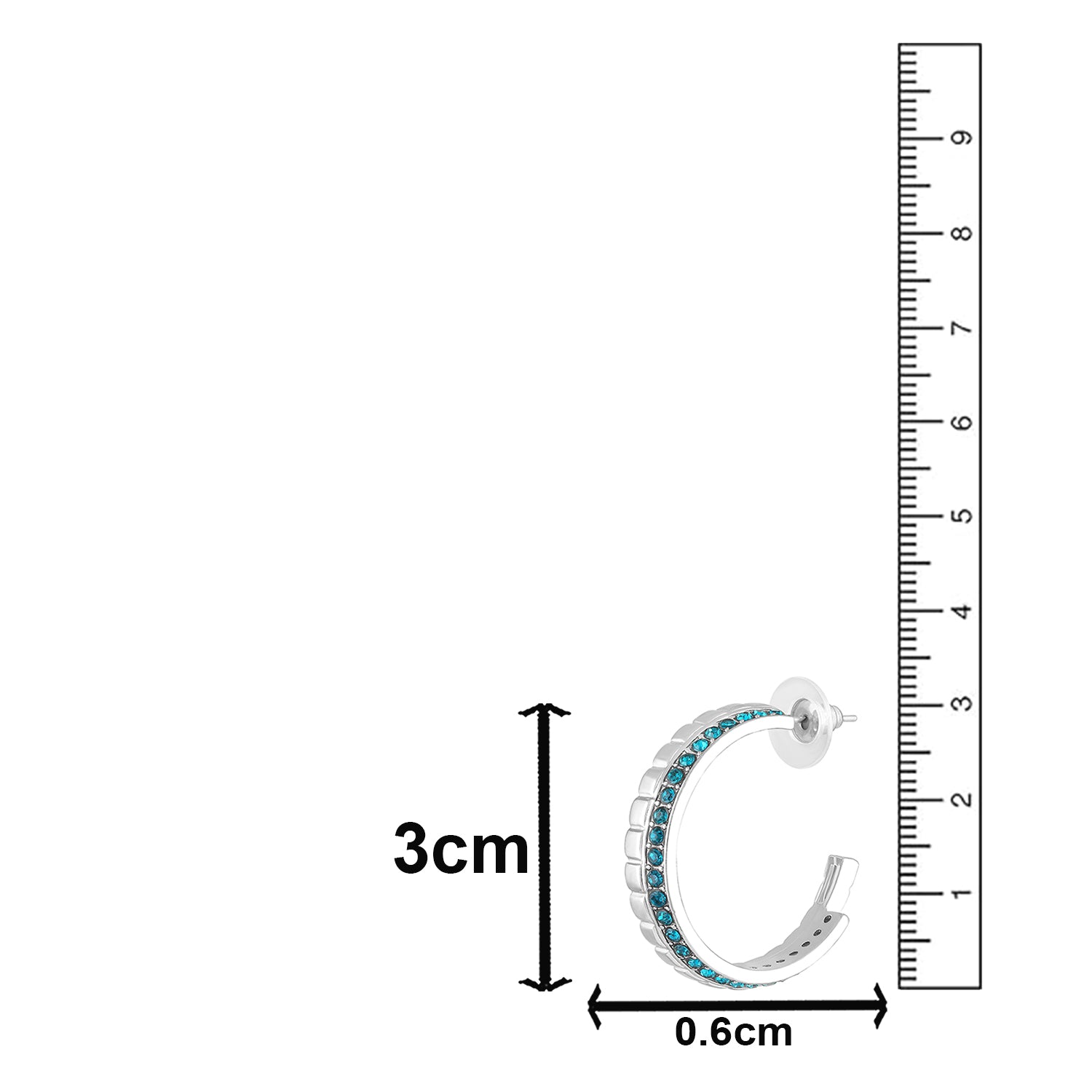 Modern Blue Crystal Half Bali Earrings