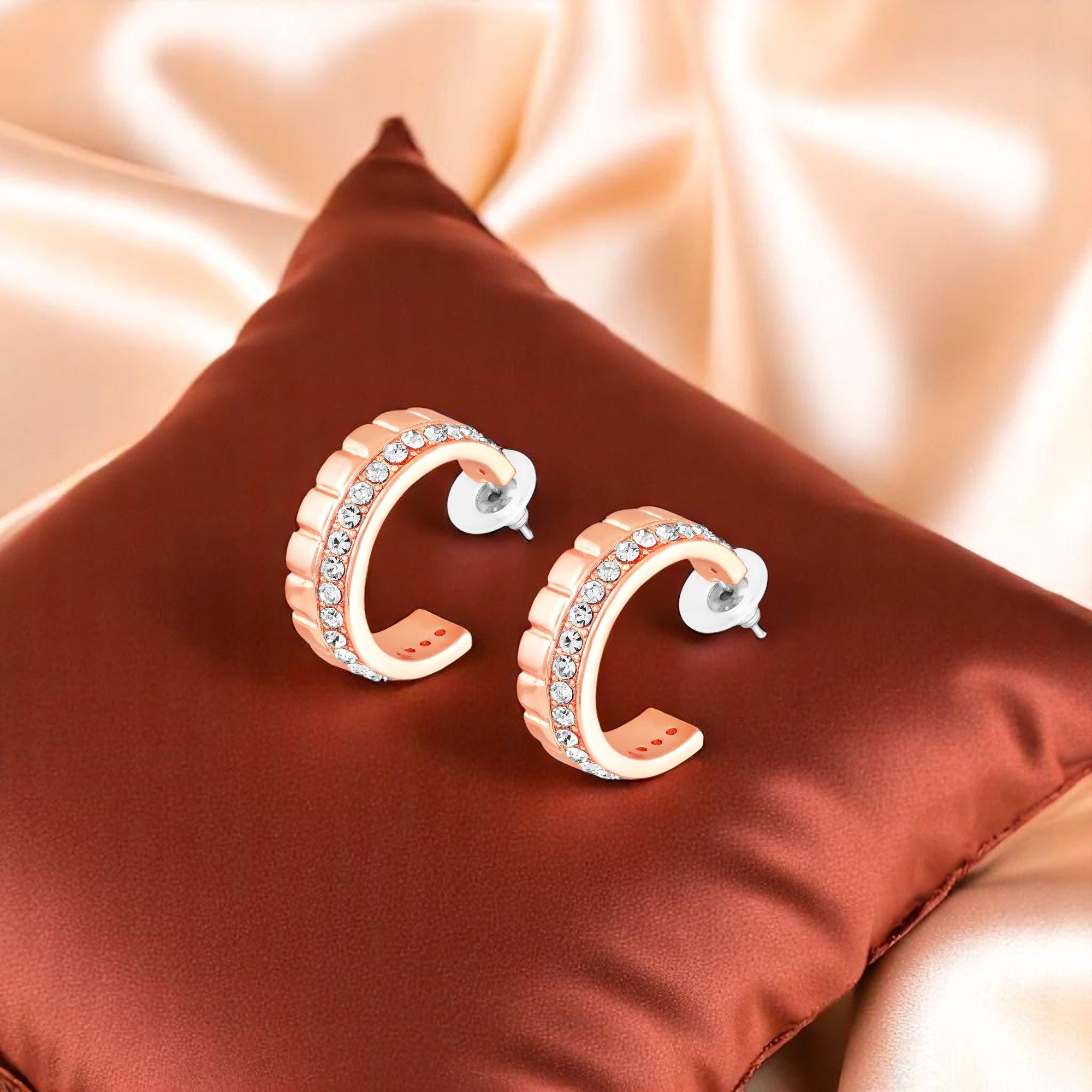 Modern Blue Crystal Half Bali Earrings