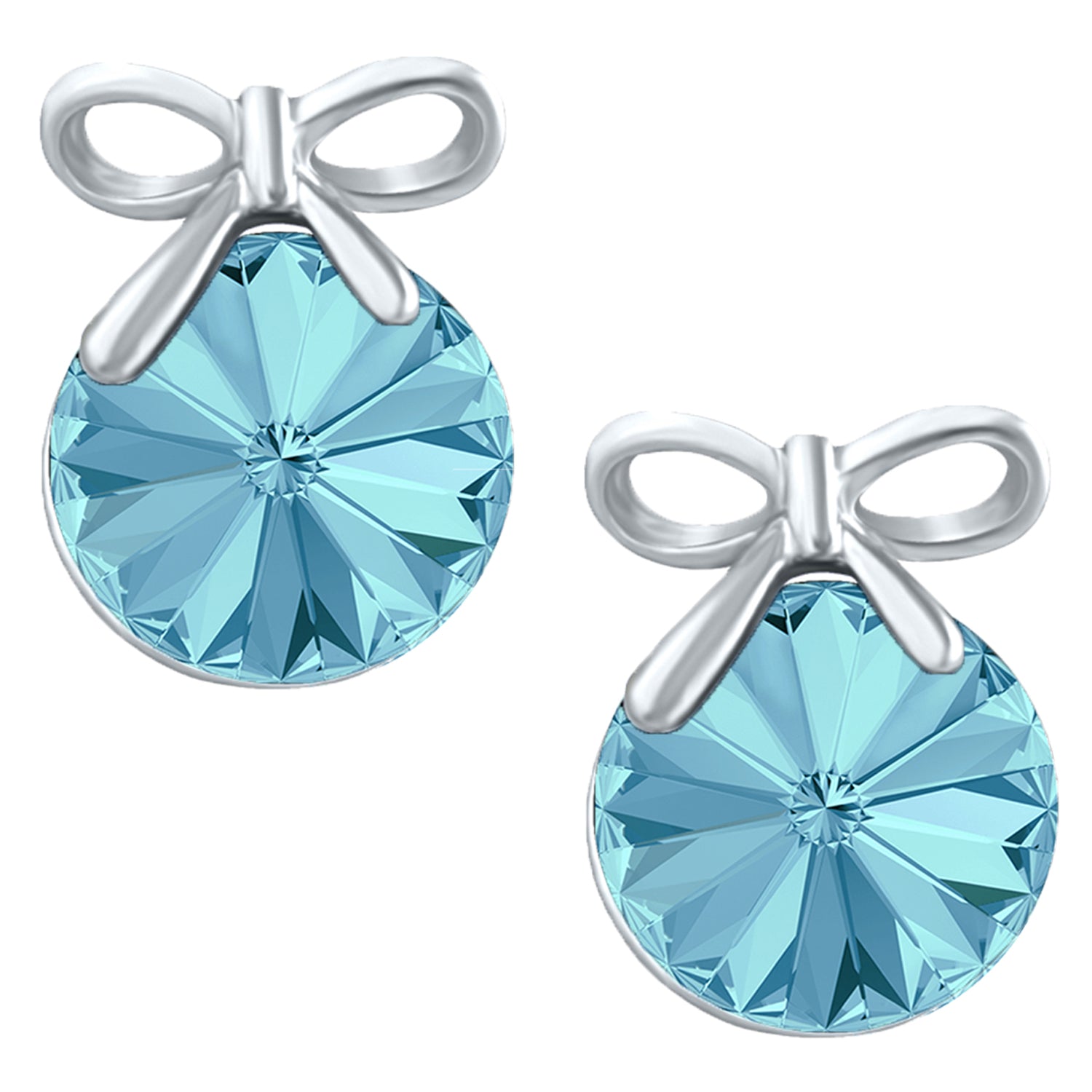 Bow Earrings with White AB Cubic Zirconias