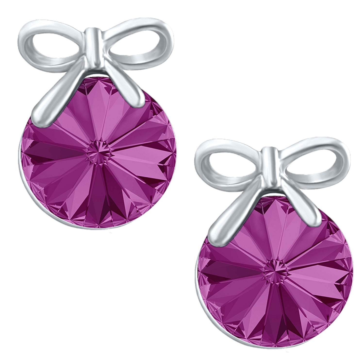 Bow Earrings with White AB Cubic Zirconias