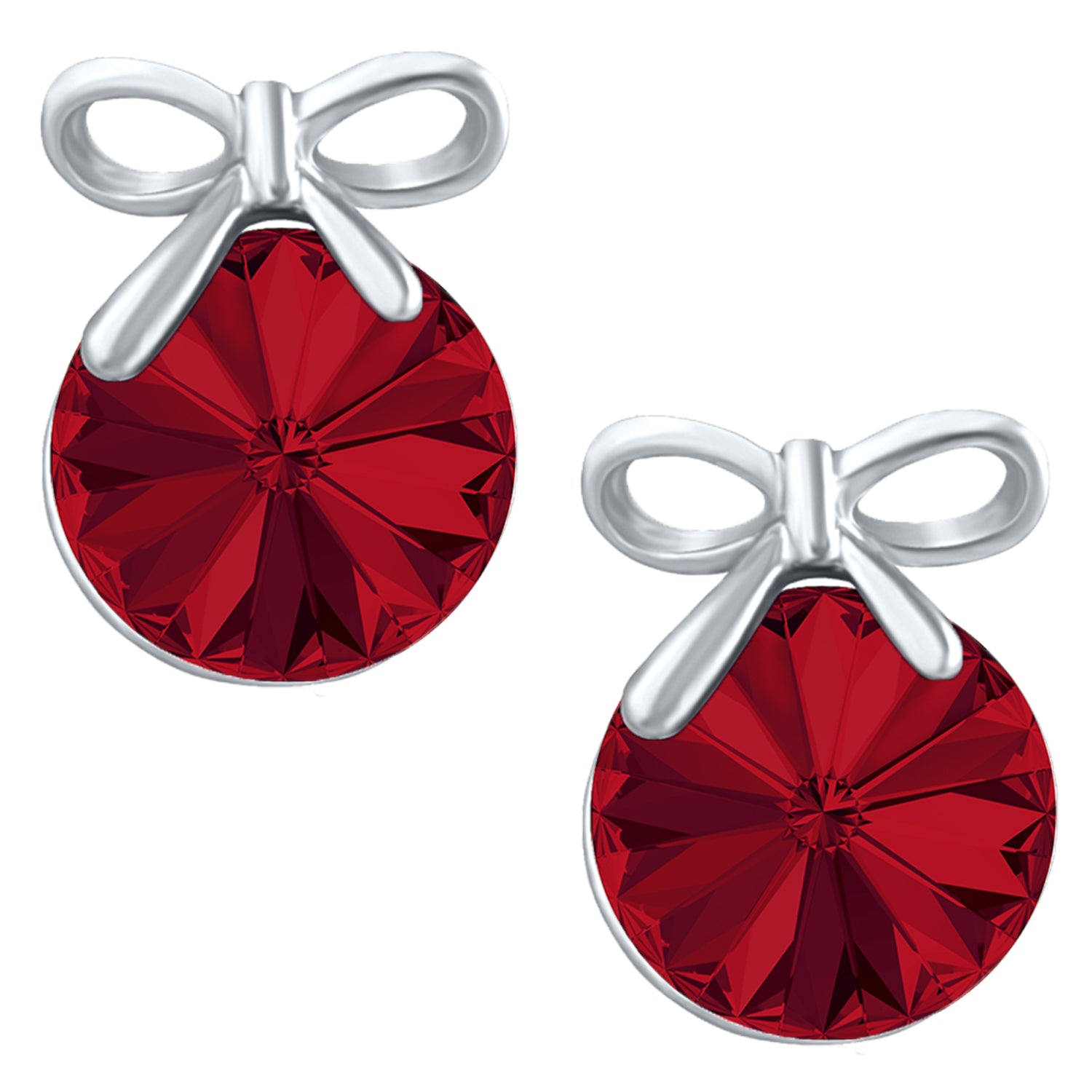 Bow Earrings with White AB Cubic Zirconias