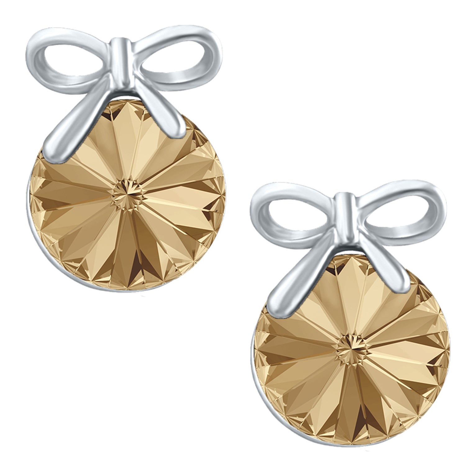Bow Earrings with White AB Cubic Zirconias
